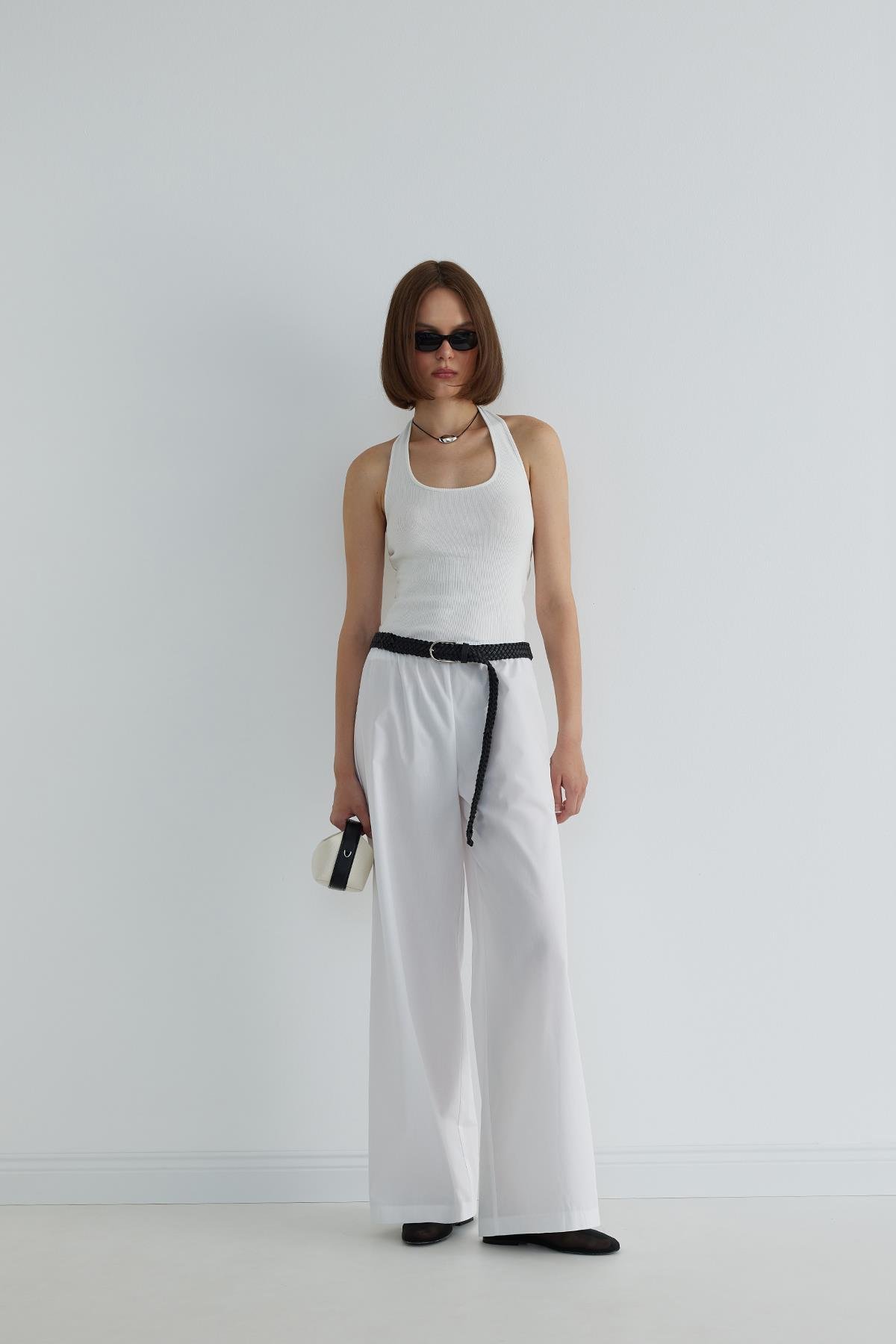 Beyaz Basic Poplin Pantolon