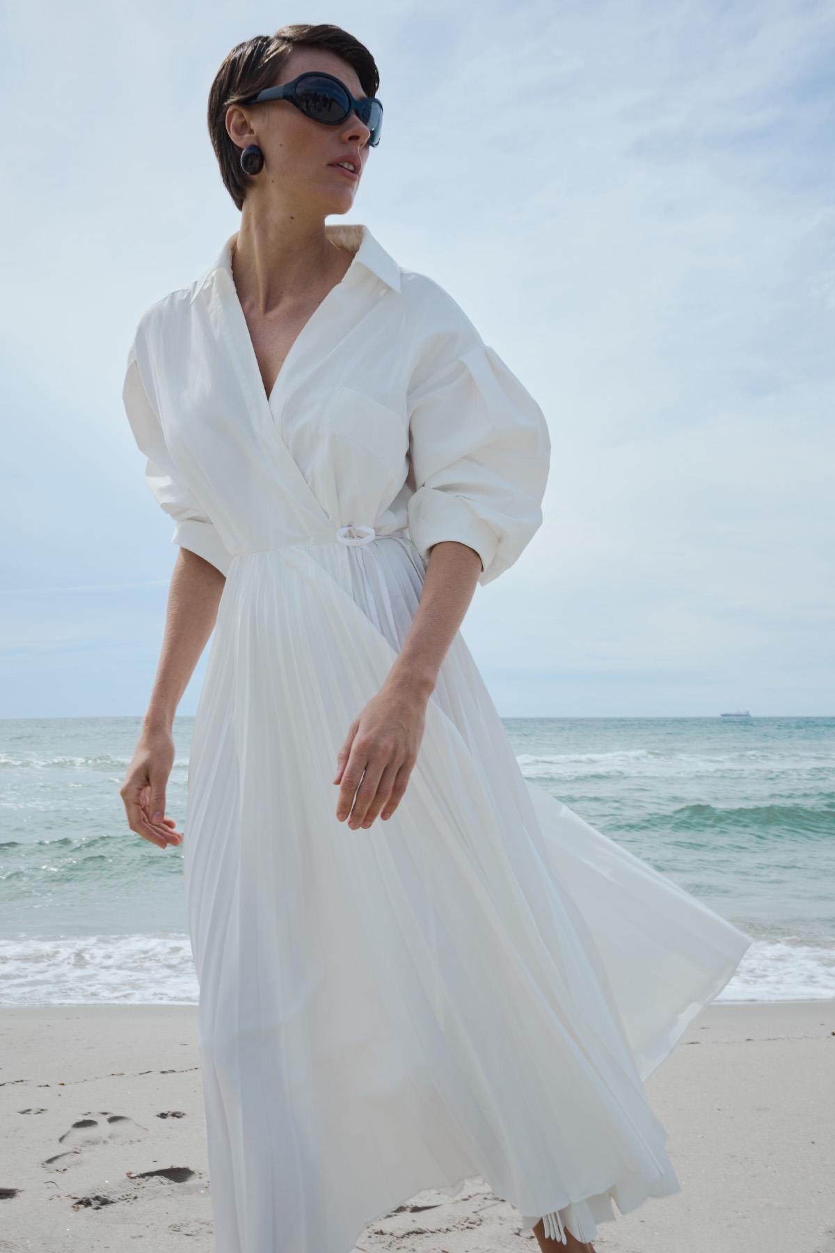 Beyaz Celia Anvelop Elbise