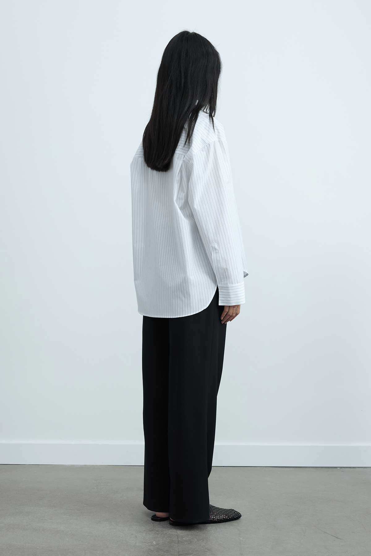 Beyaz Çizgili Page Oversize Gömlek