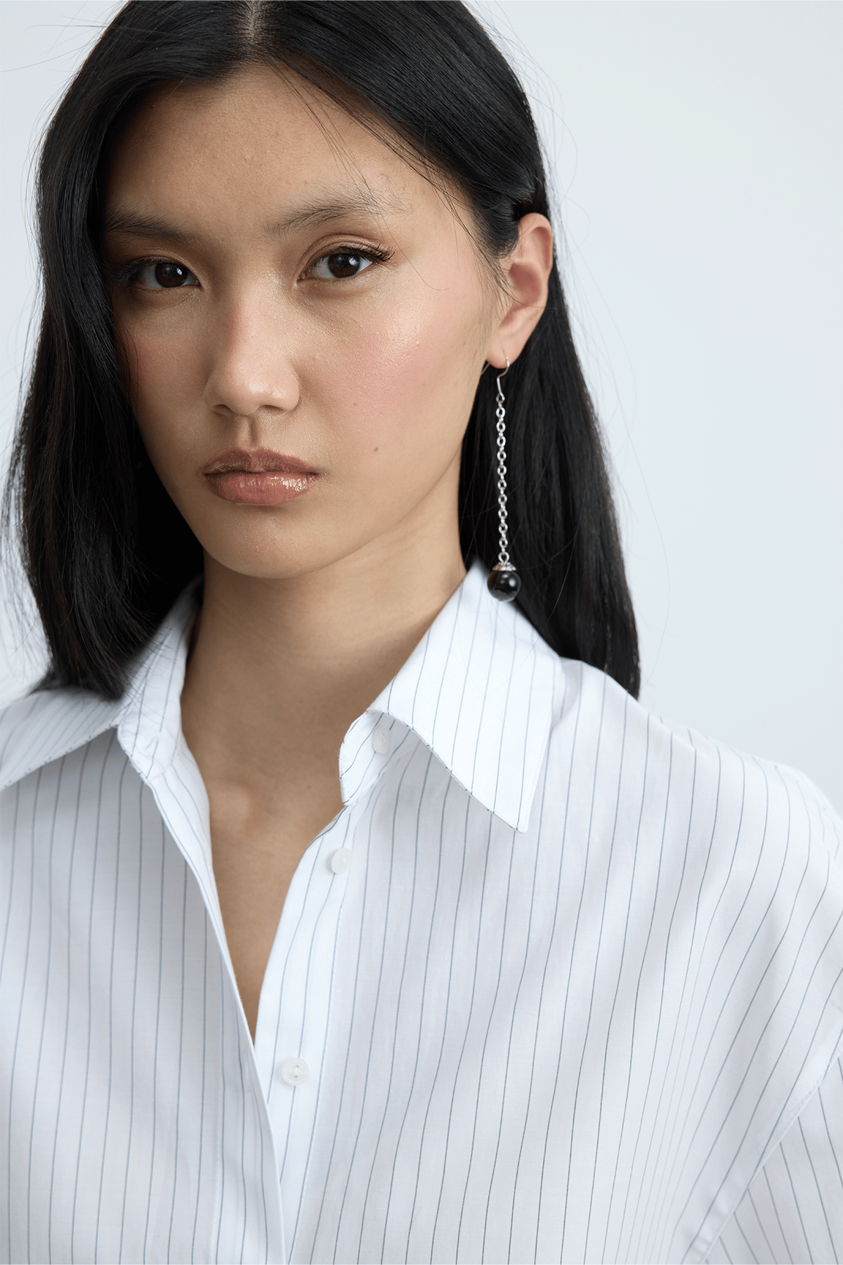 Beyaz Çizgili Page Oversize Gömlek