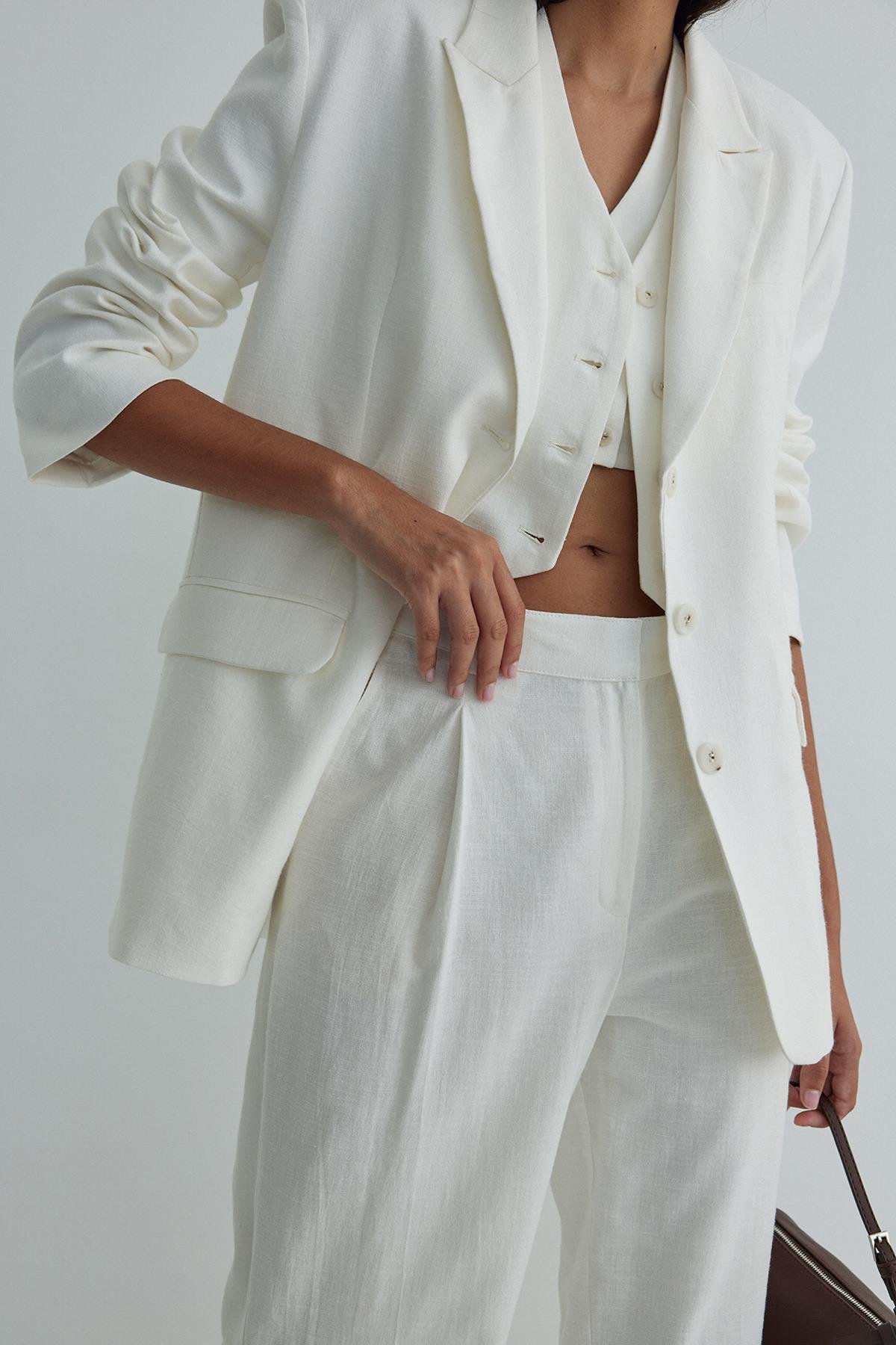Beyaz Gabriel Keten Blazer Ceket