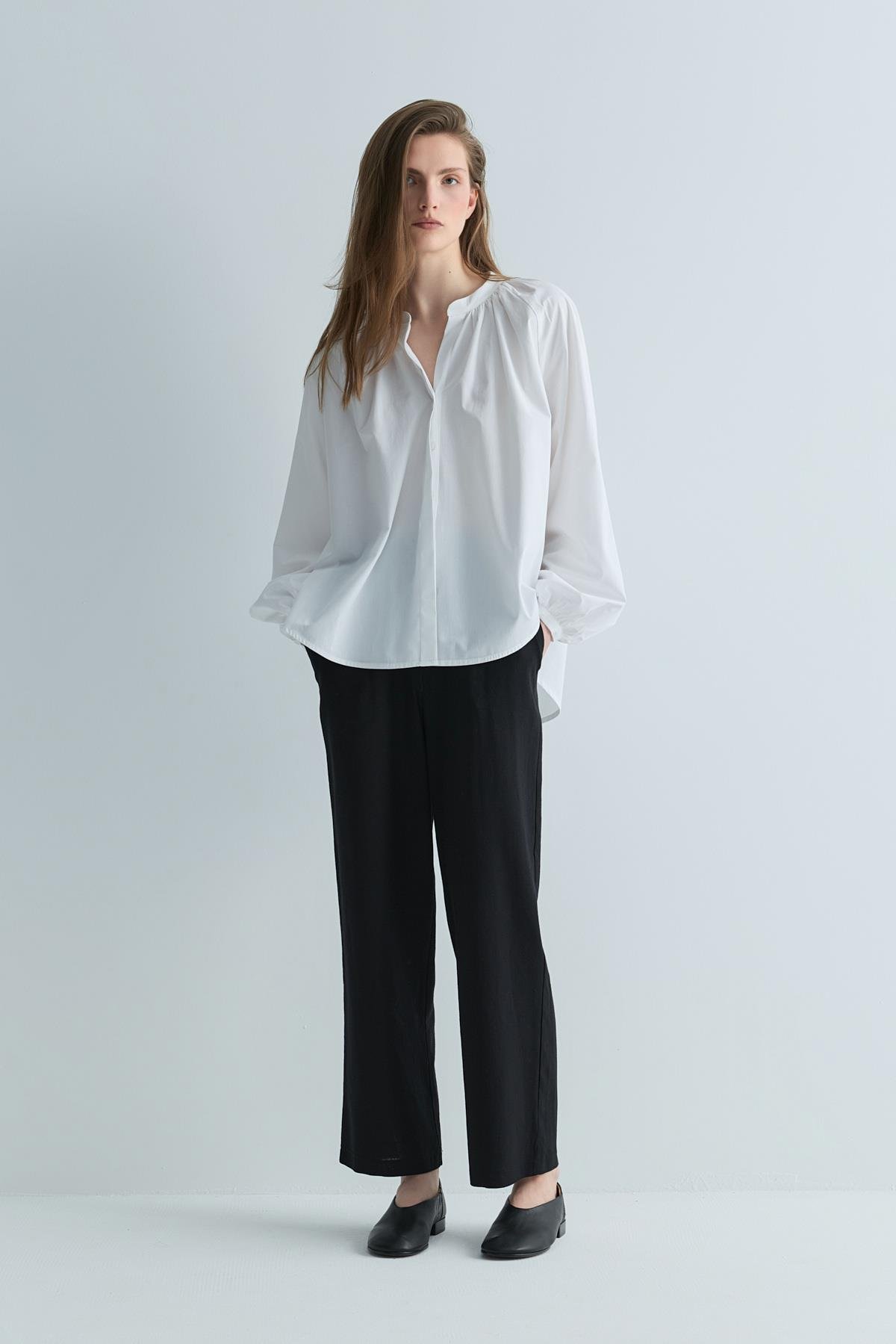 Beyaz Lena Balon Kol Gömlek