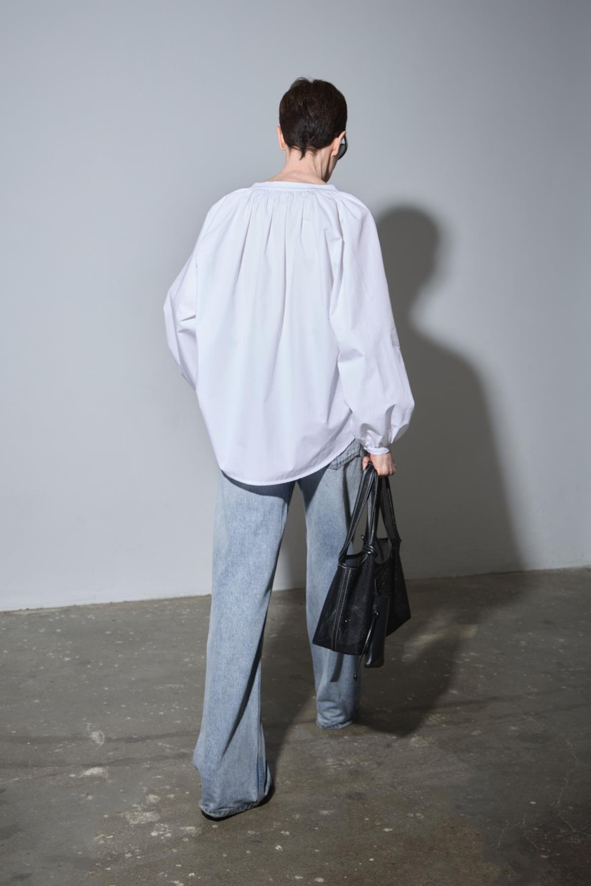 Beyaz Lena Balon Kol Gömlek