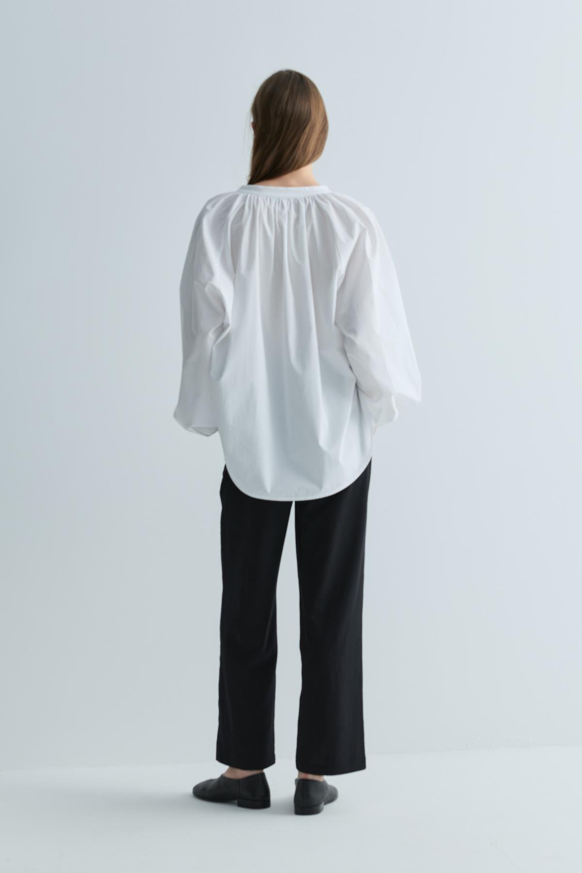 Beyaz Lena Balon Kol Gömlek