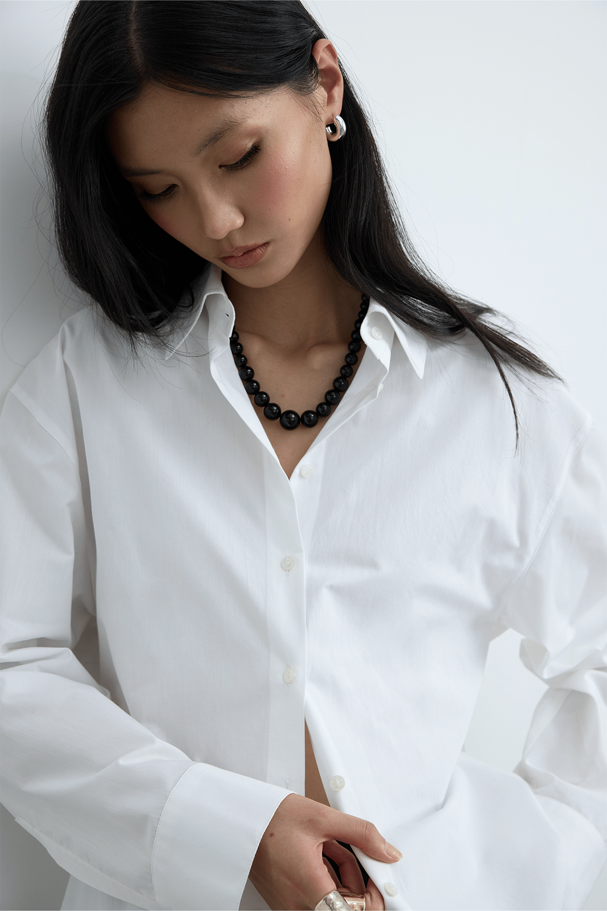 Beyaz Paper Oversize Gömlek