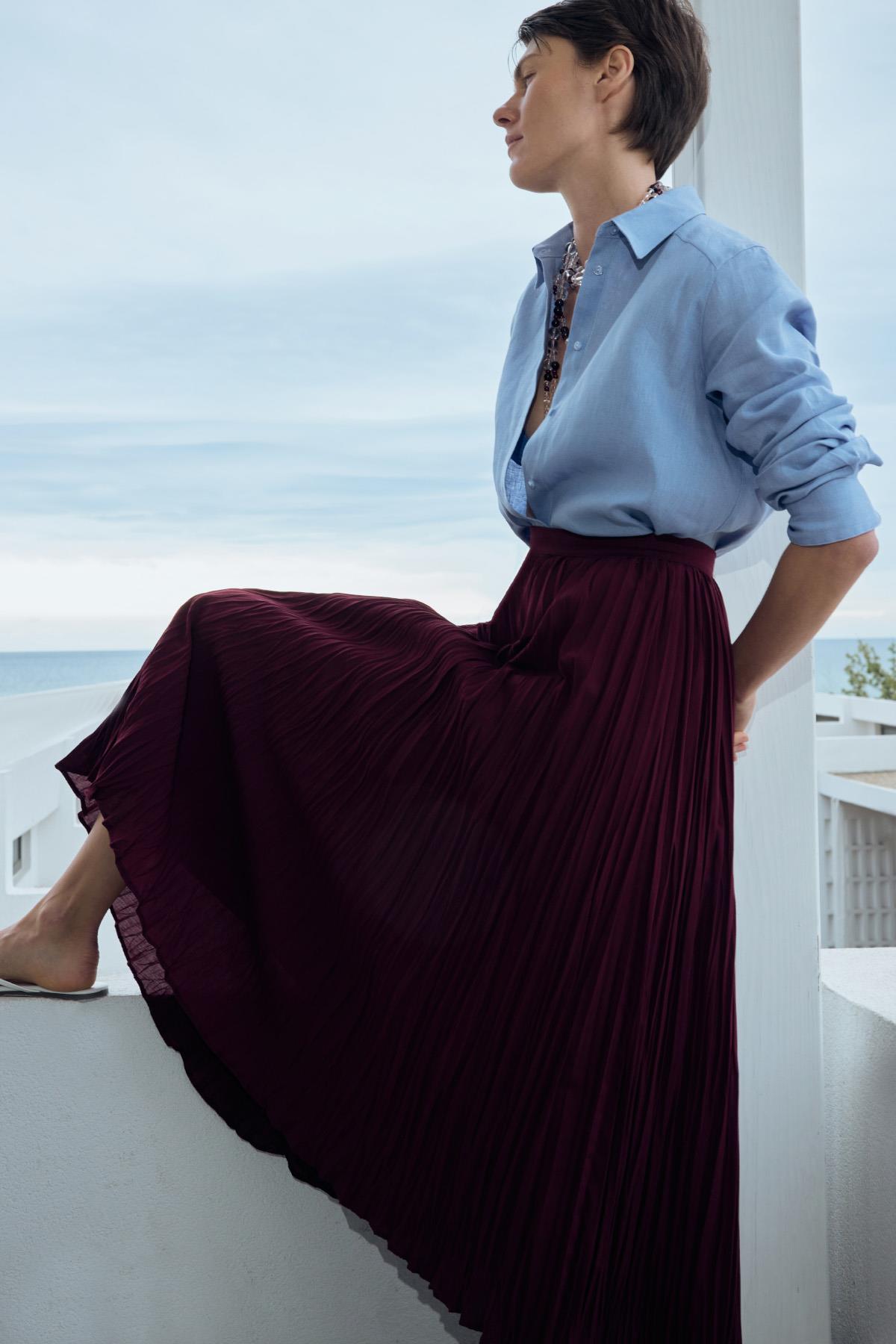 Bordo Donette Piliseli Etek