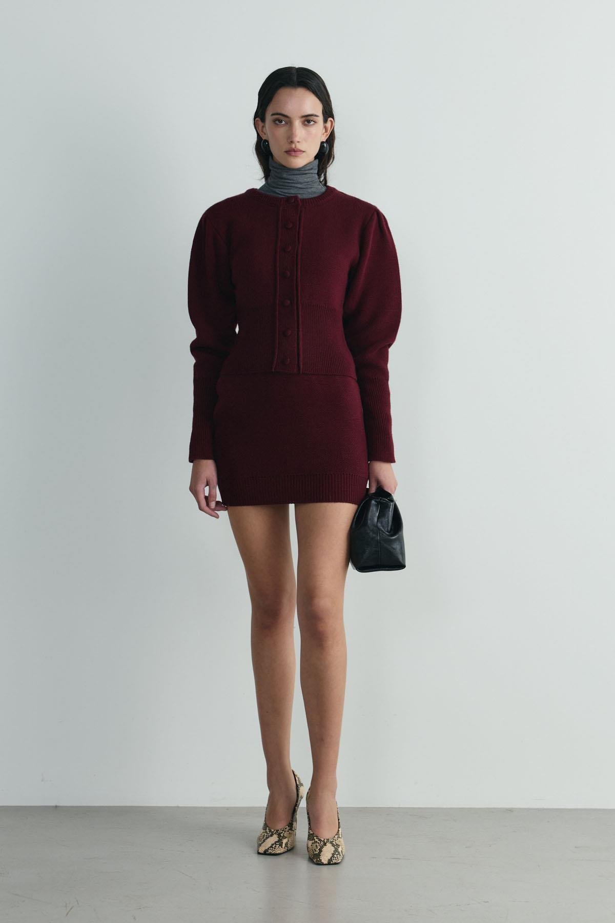 Bordo Lucy Triko Hırka