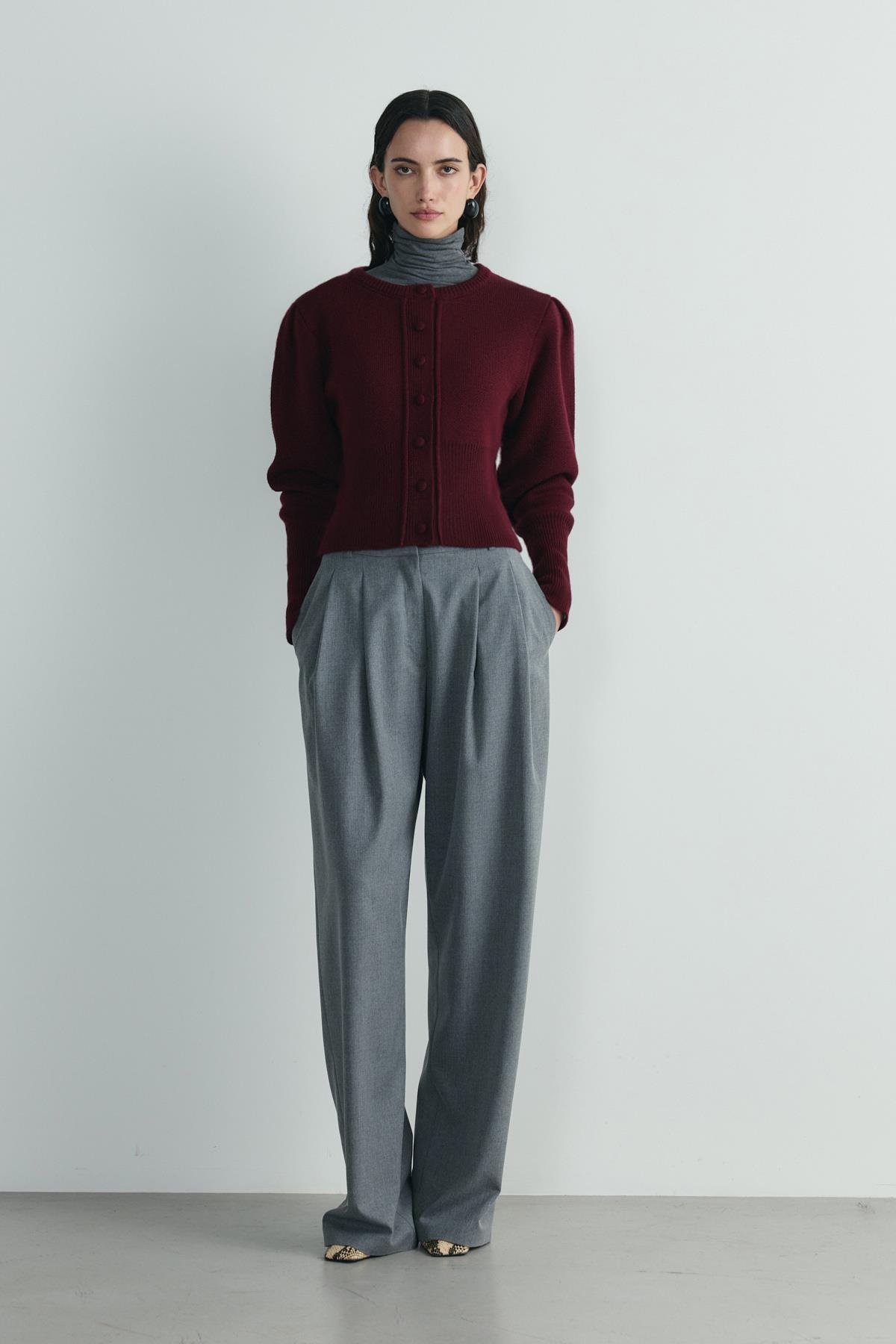 Bordo Lucy Triko Hırka