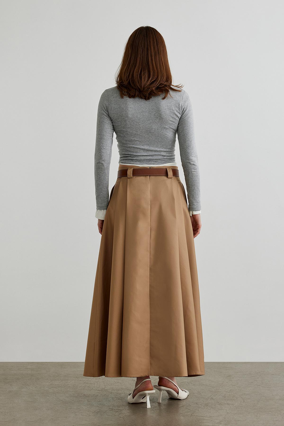 Camel Ball Volümlü Uzun Etek