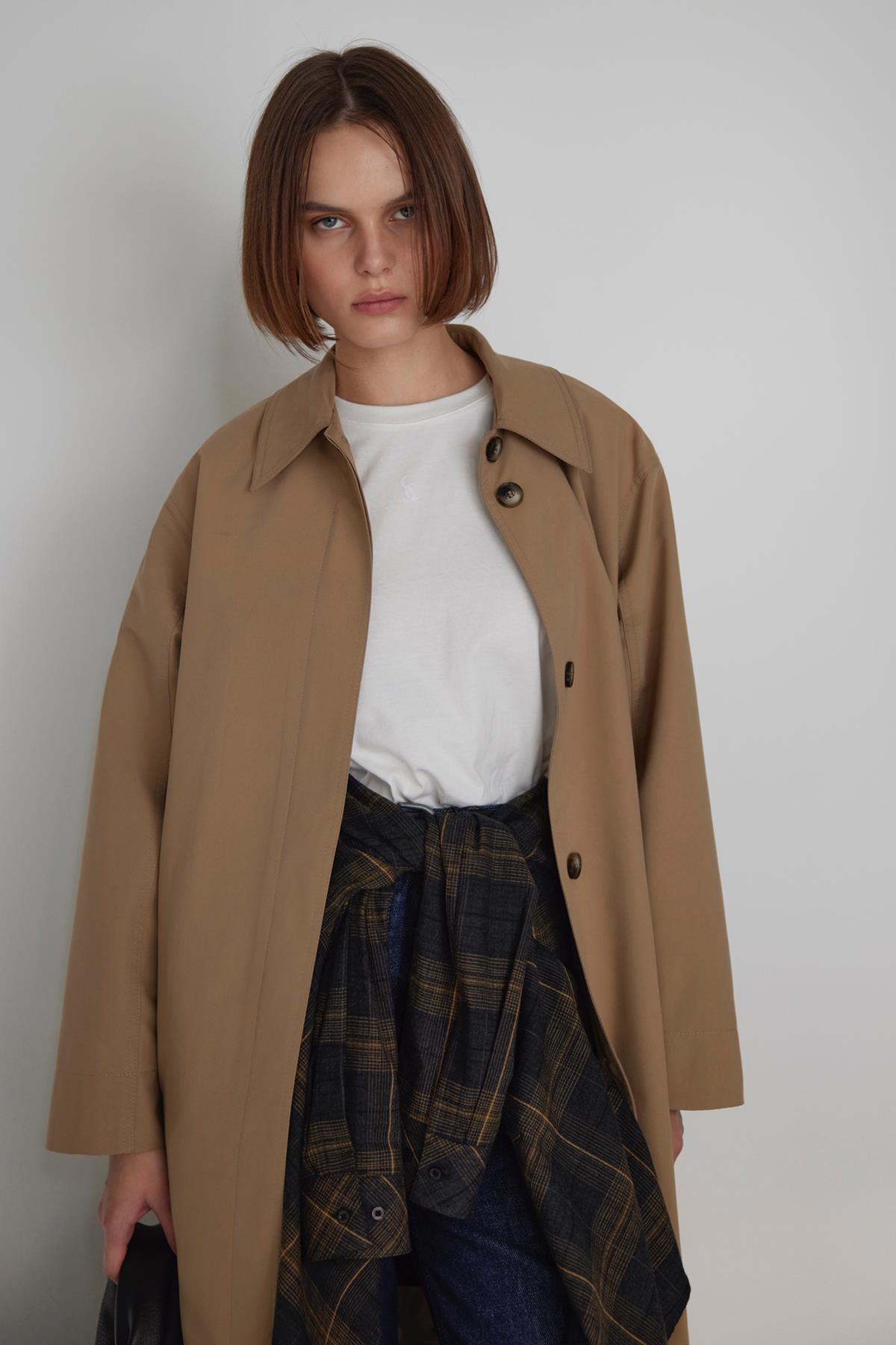 Camel Grace Pamuklu Trençkot