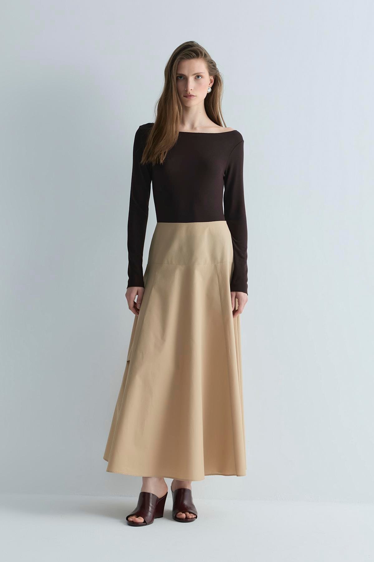 Camel Isola Korsajlı Etek