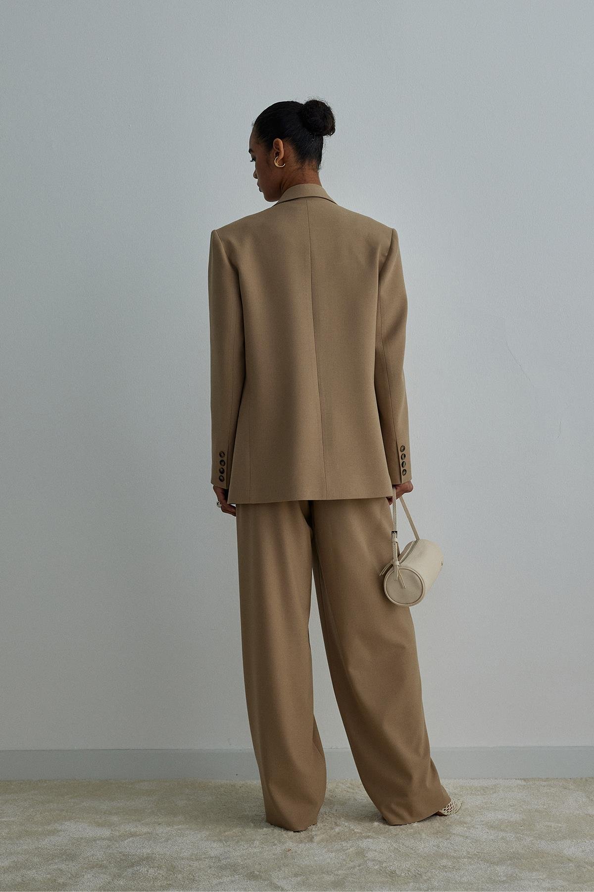 Camel Mina Blazer with Button Detail