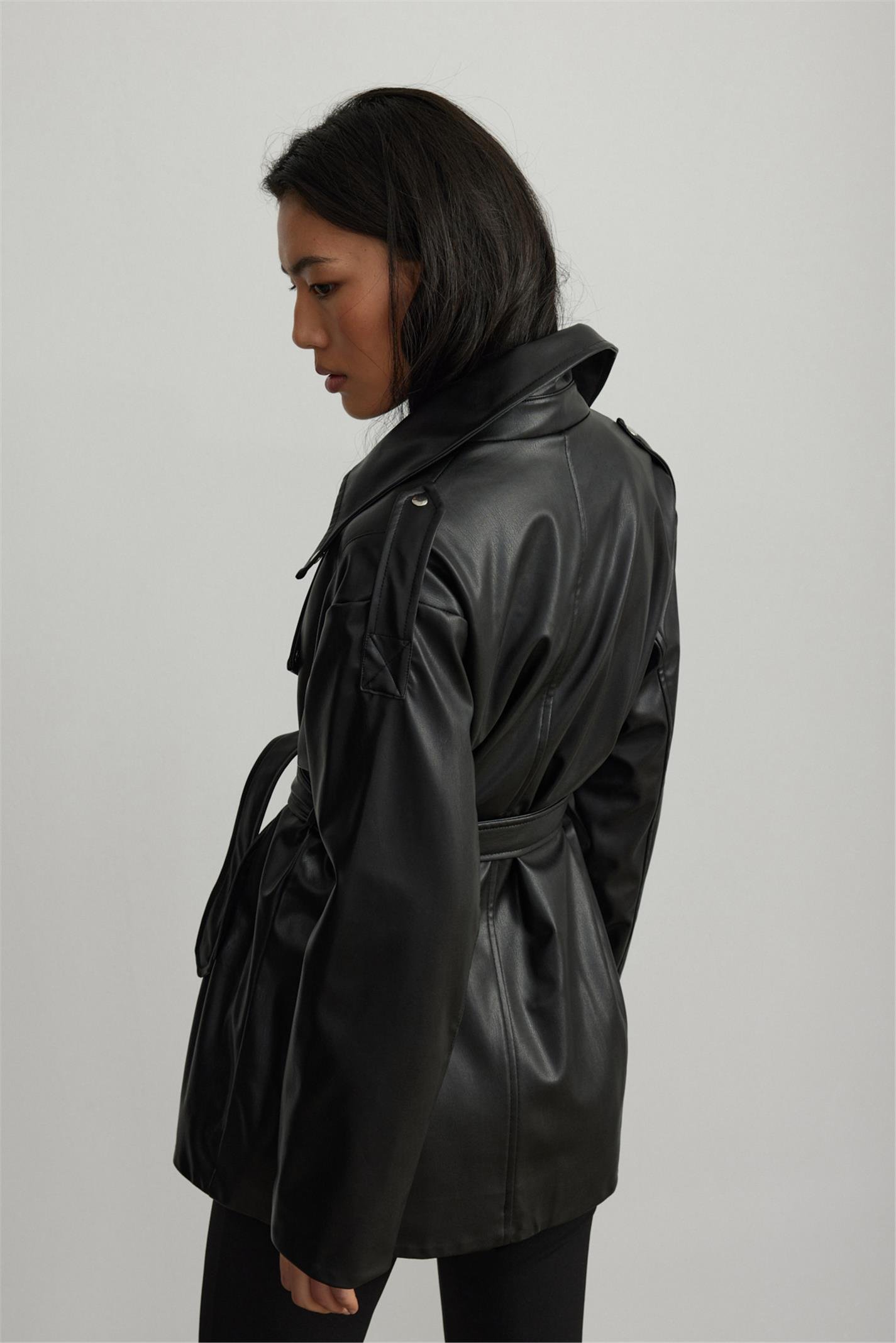 Deri Biker Trençkot