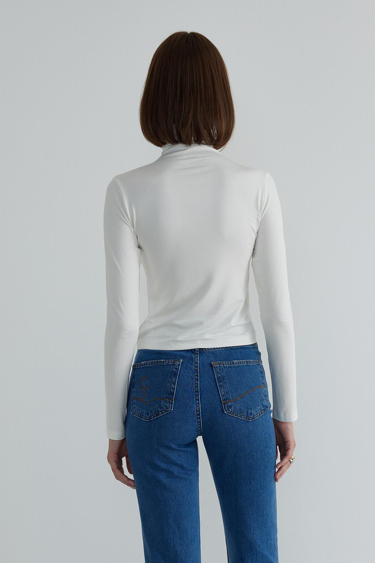 Ekru Andy Degaje Boğazlı Body