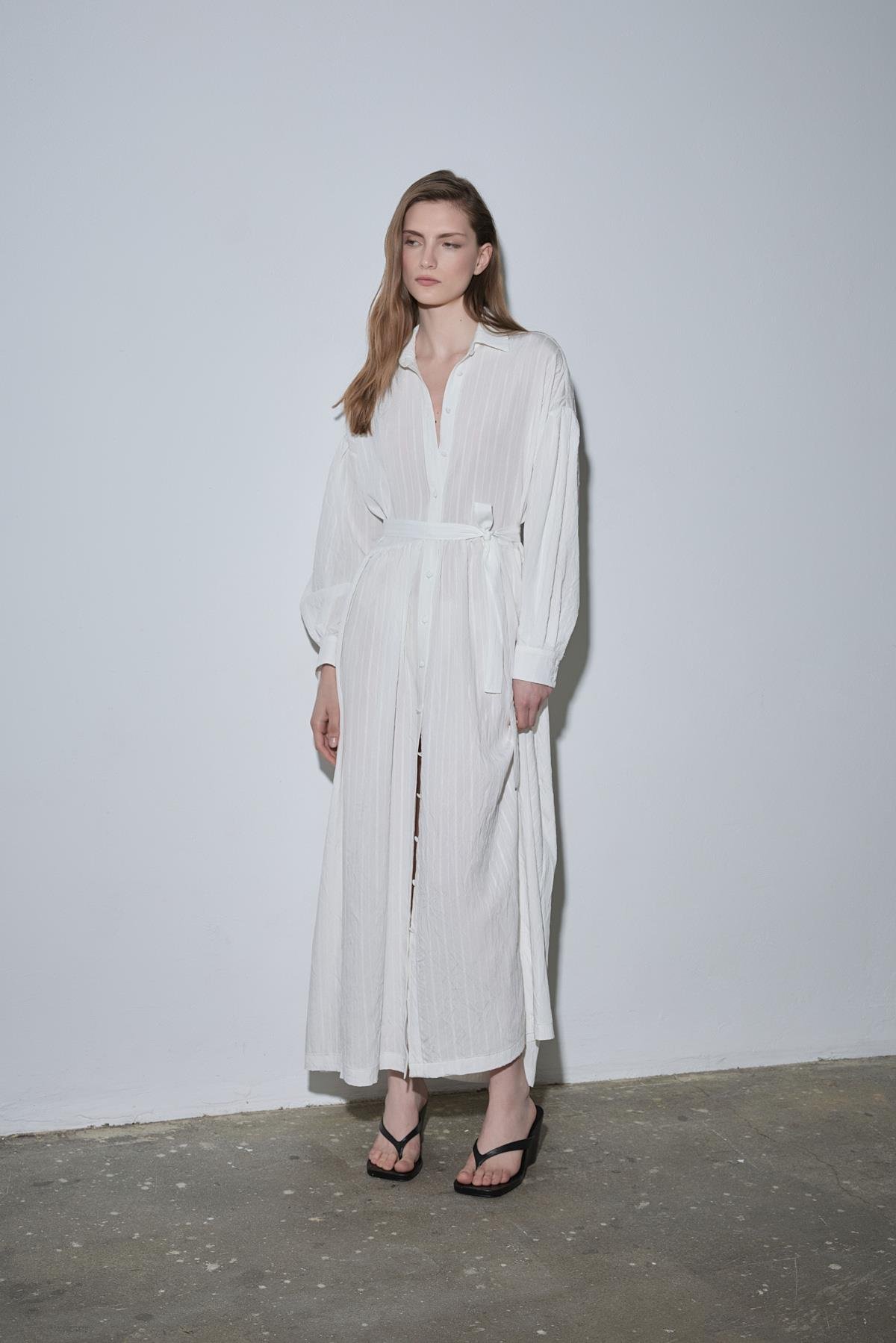 Ekru Anette Gömlek Elbise