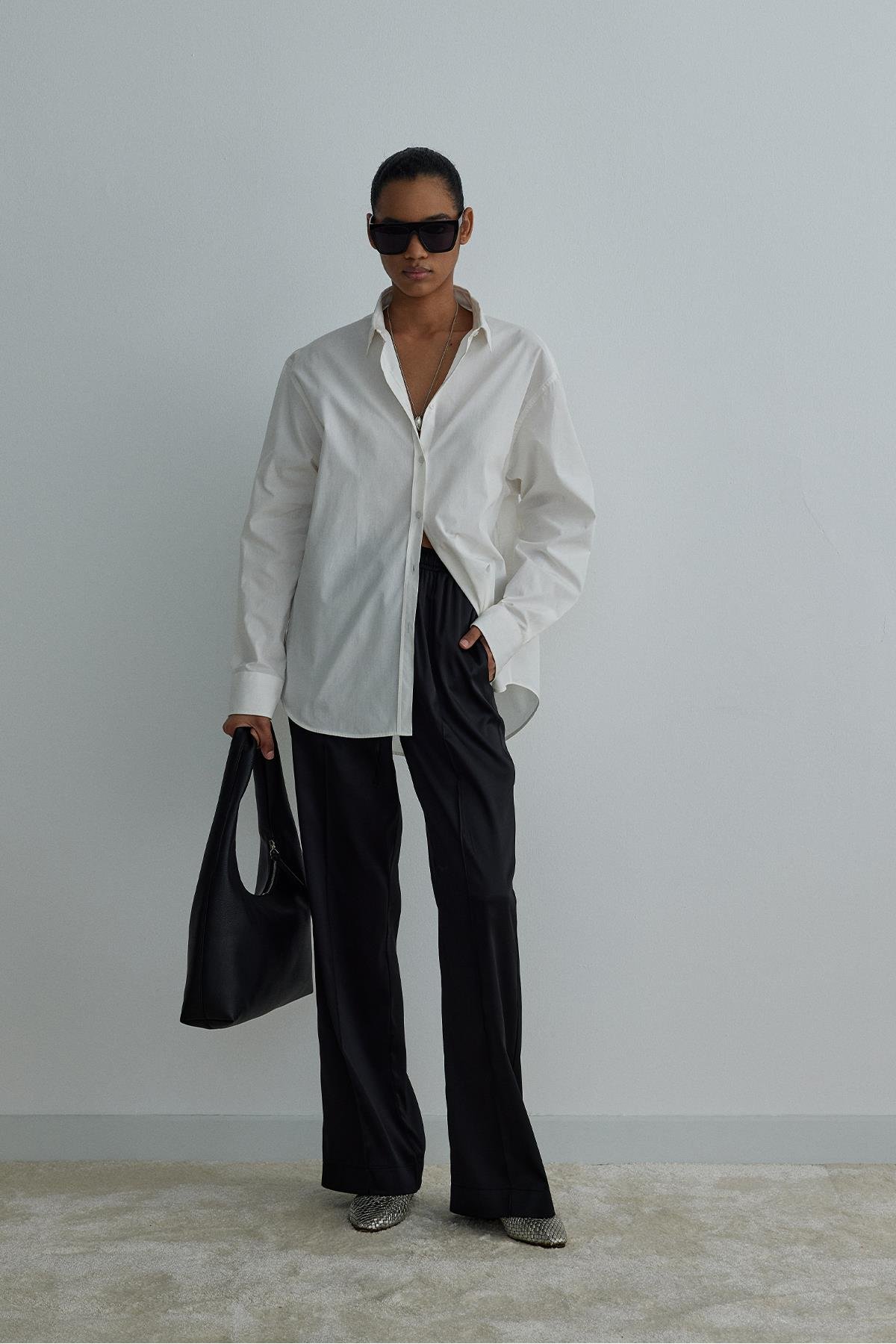 Ekru Day Oversize Poplin Gömlek