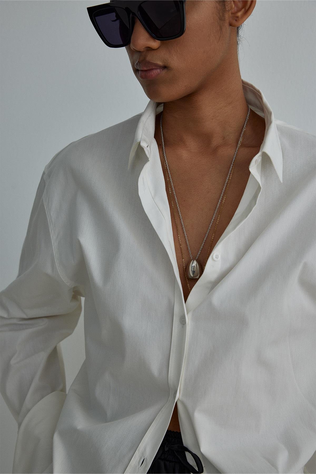 Ekru Day Oversize Poplin Gömlek