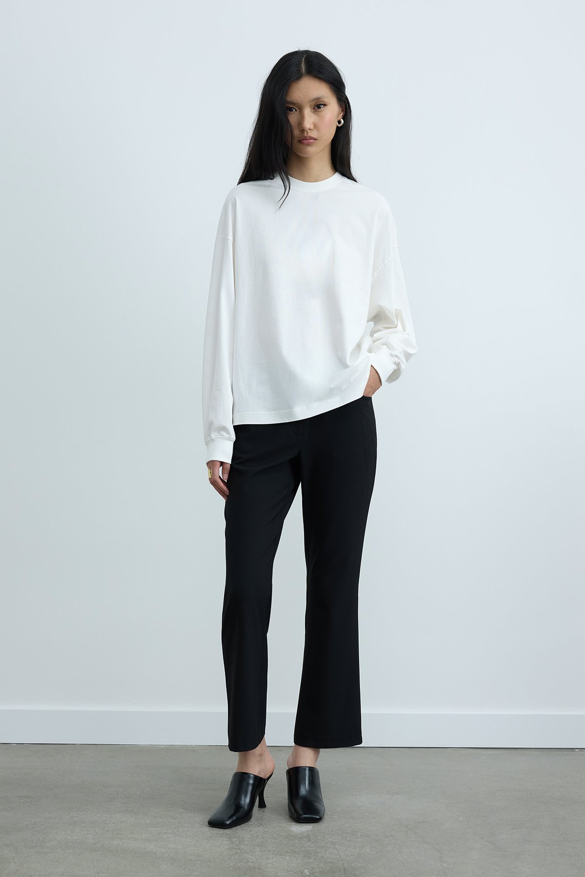 Ekru Dune Oversize Manşetli Tişört