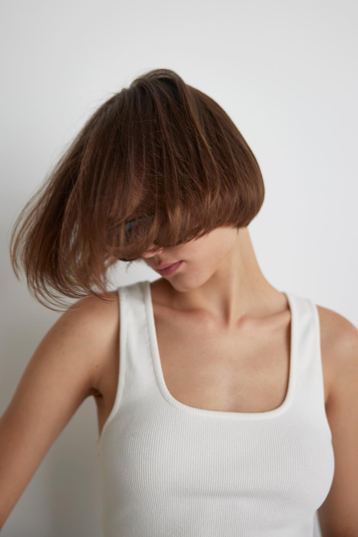 Ekru Kare Yaka Örme Atlet