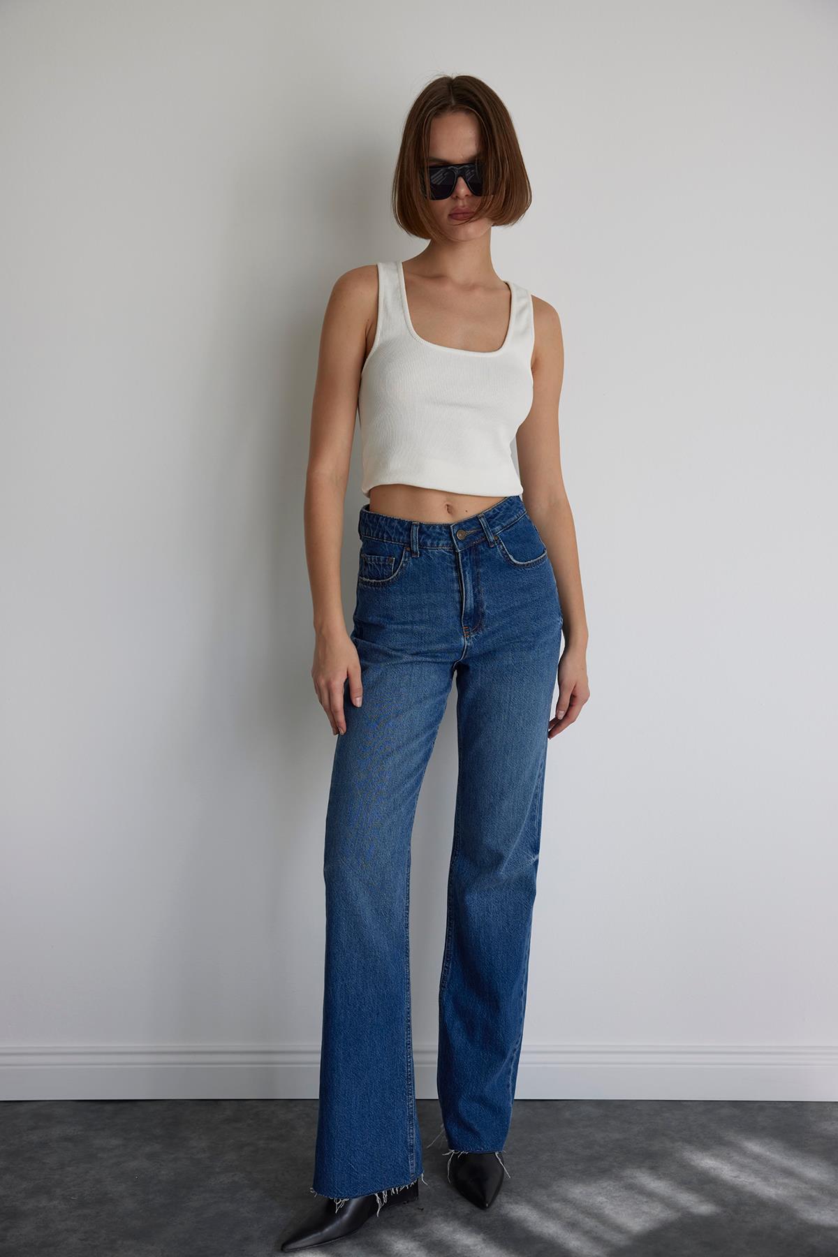 Ekru Kare Yaka Örme Atlet