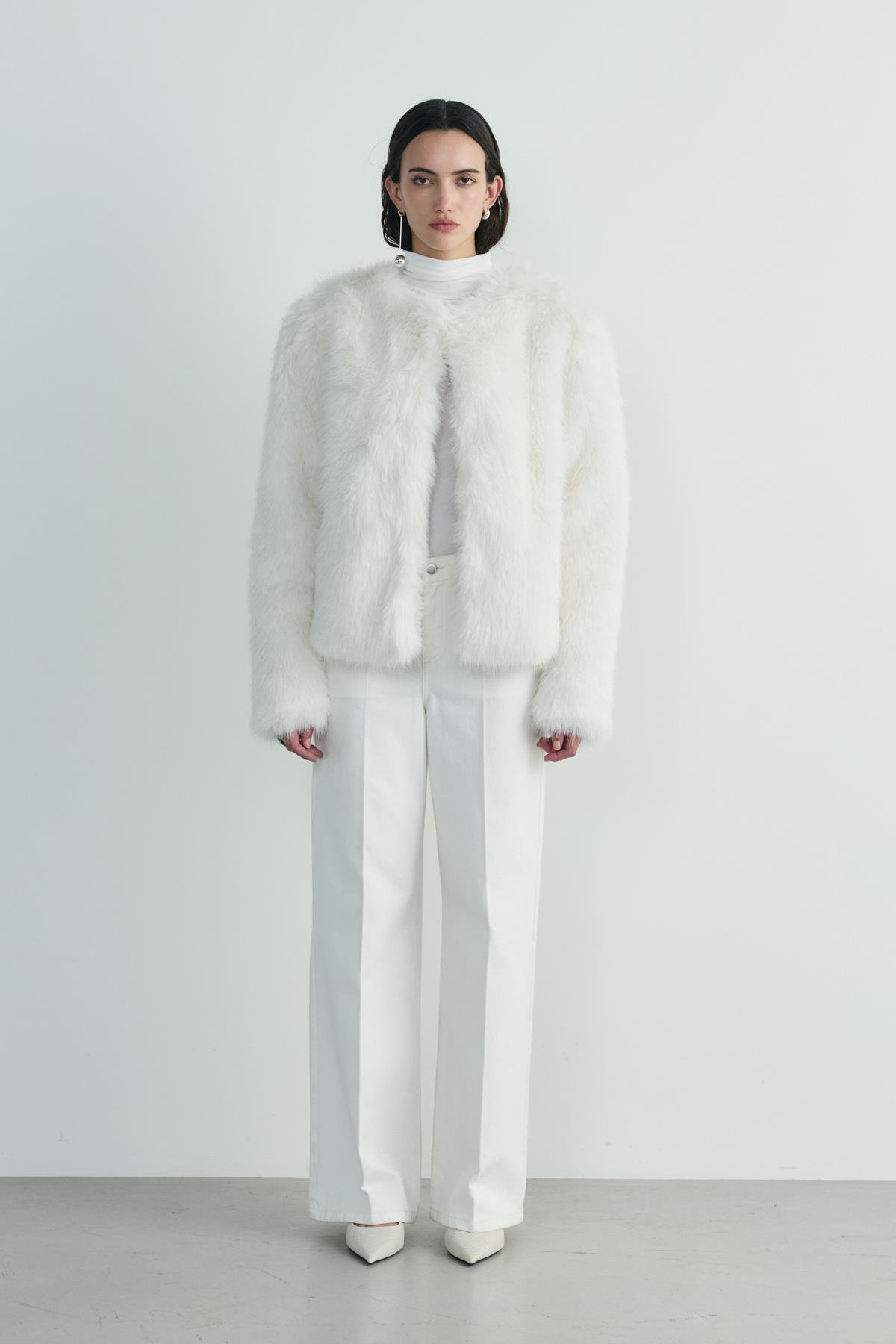 Ekru Lexi Suni Kürk Ceket