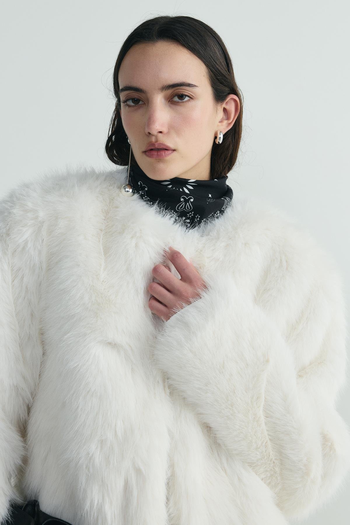 Ekru Lexi Suni Kürk Ceket