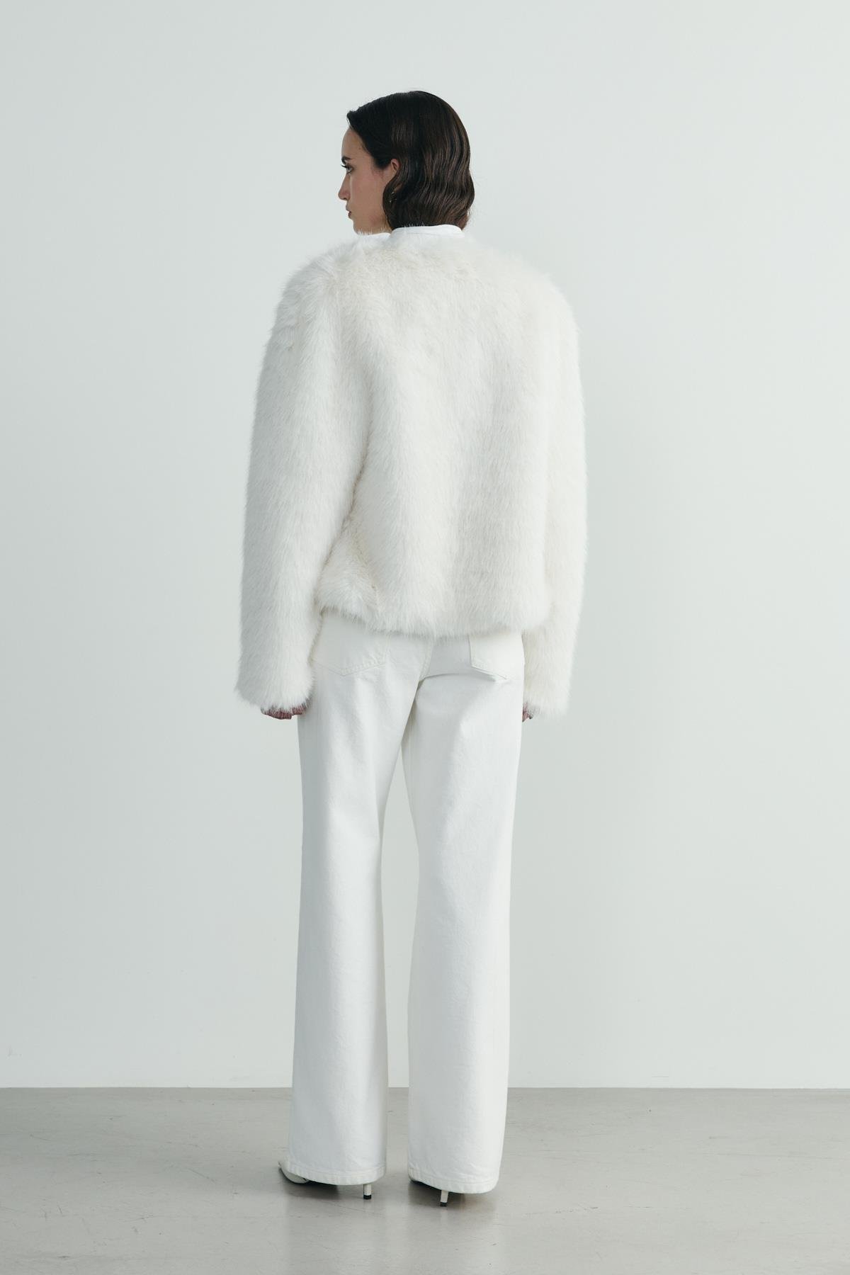 Ekru Lexi Suni Kürk Ceket