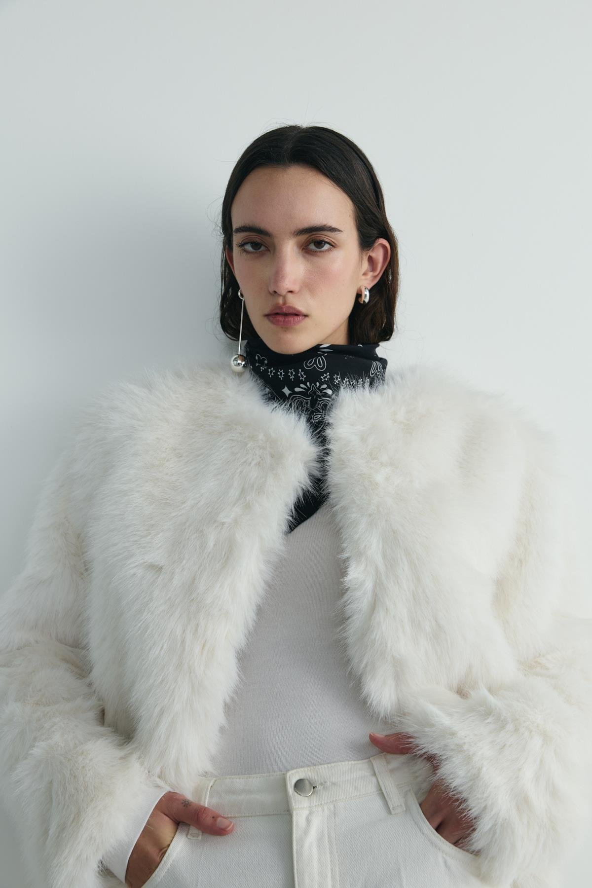 Ekru Lexi Suni Kürk Ceket