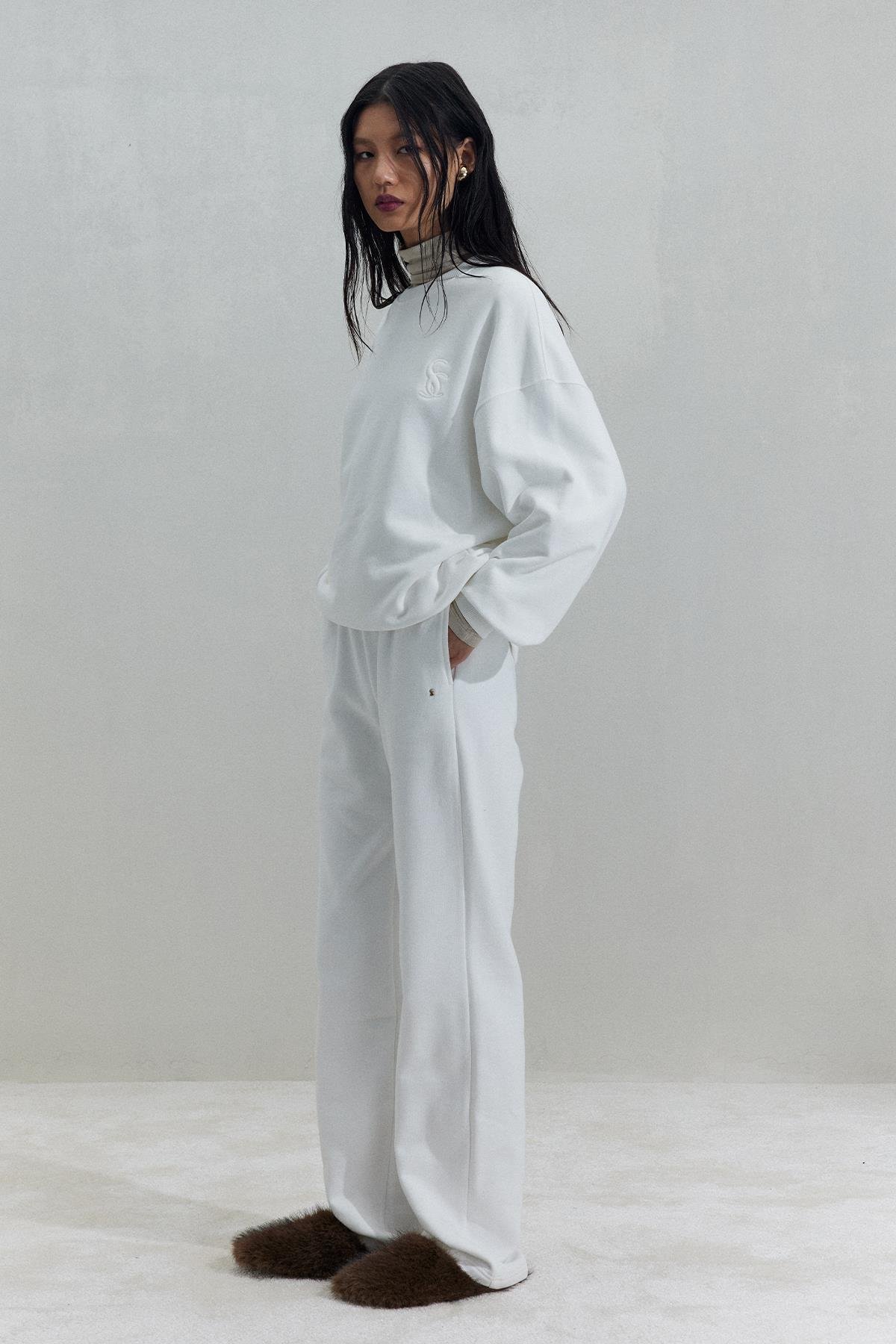 Ekru Logolu Oversize Sweat