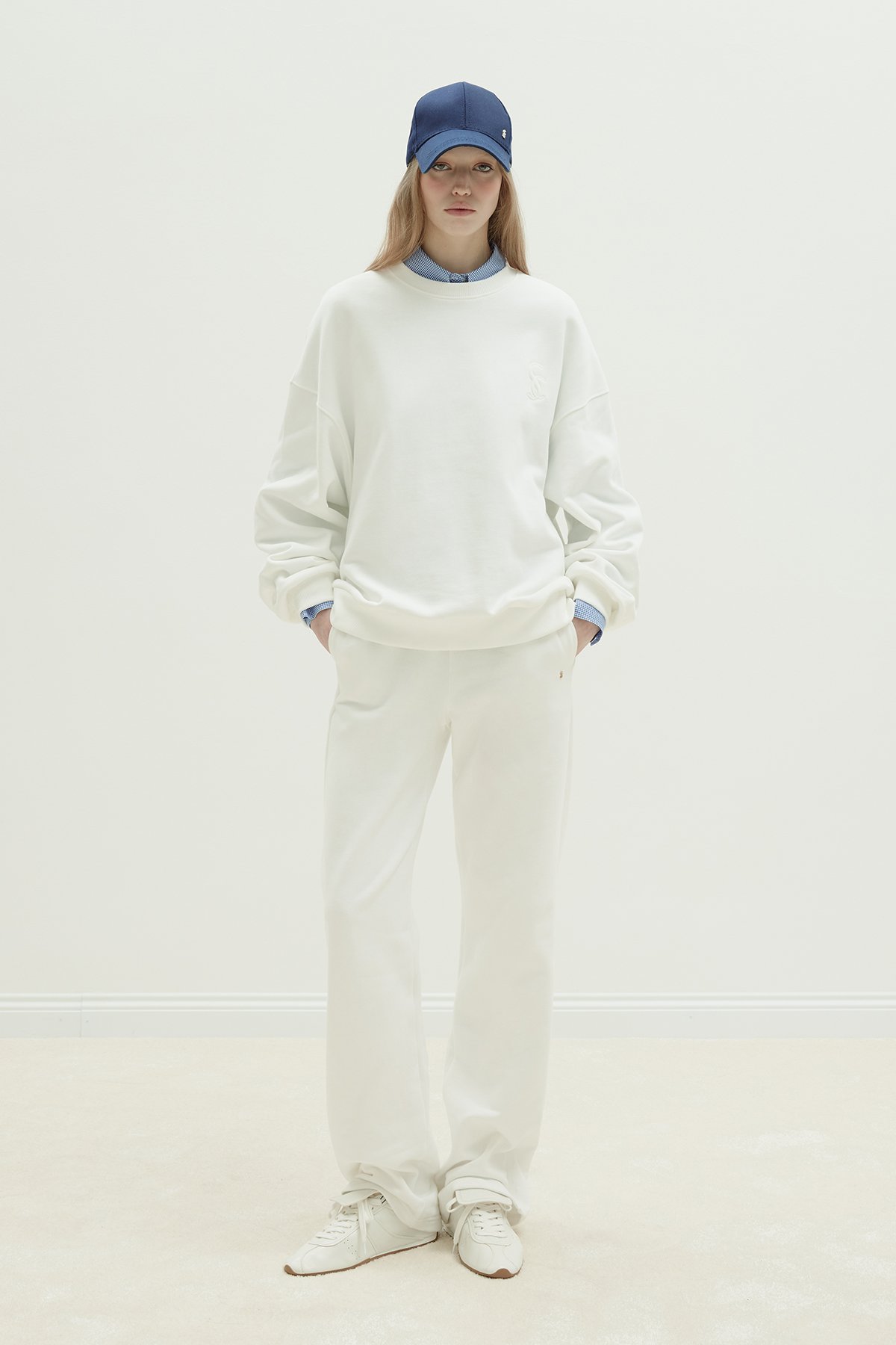 Ekru Logolu Oversize Sweat