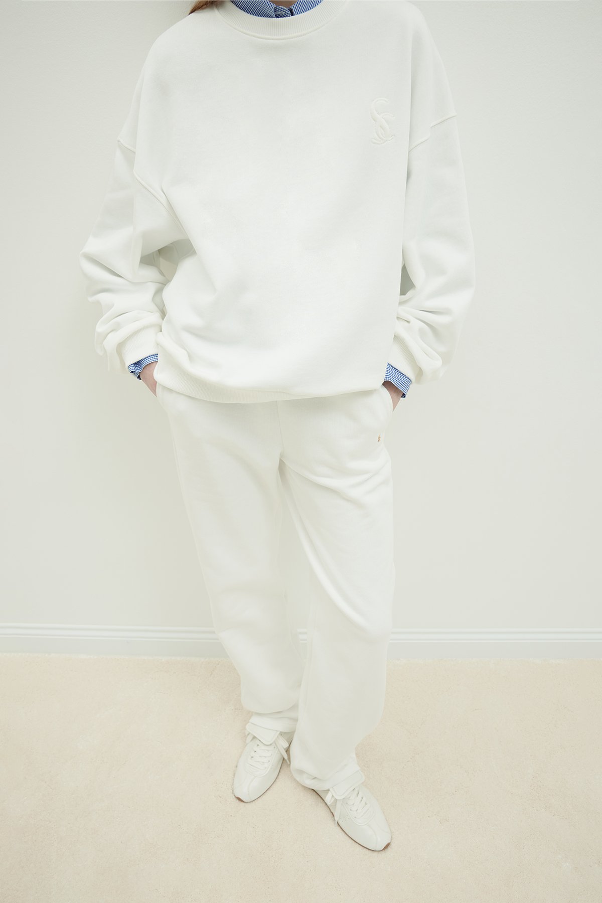 Ekru Logolu Oversize Sweat