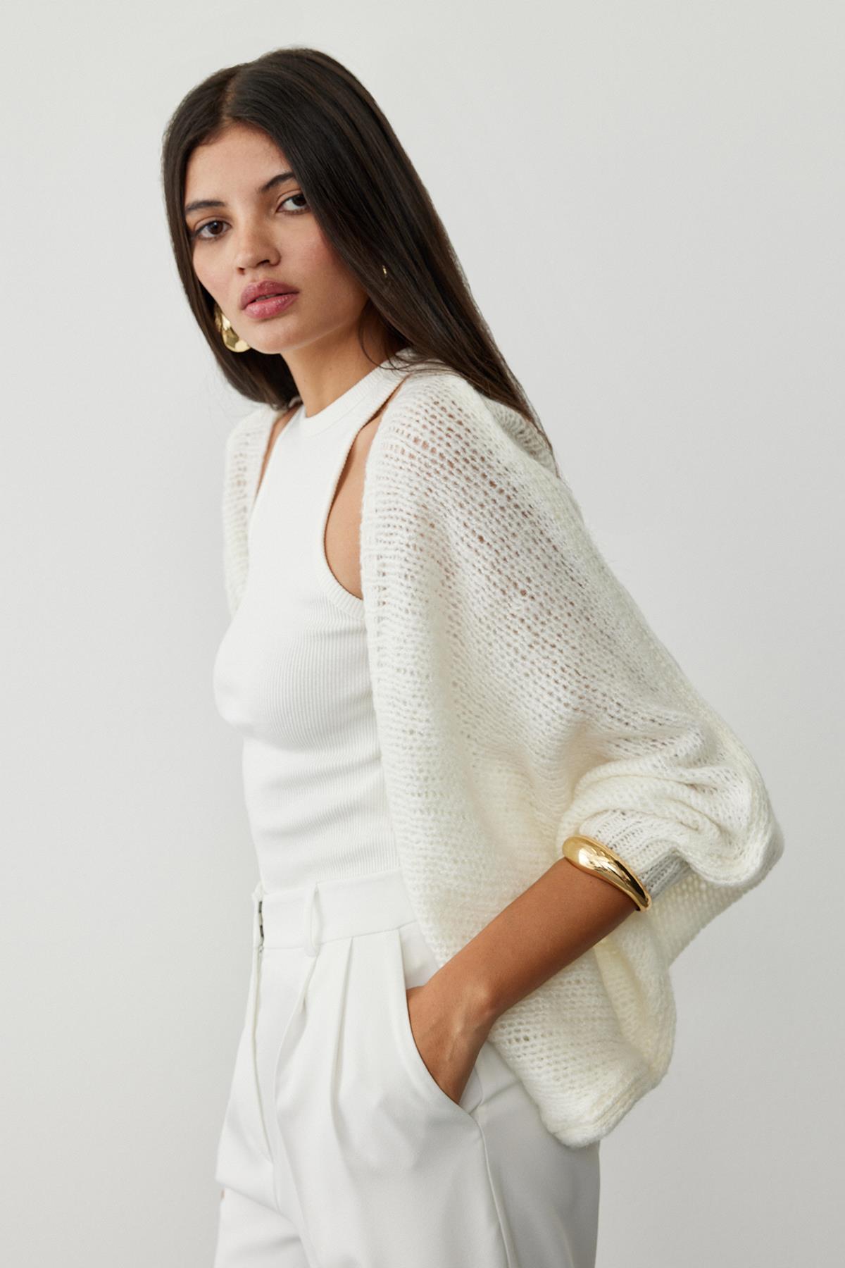 Ecru Oli Crew Neck Ribbed Top