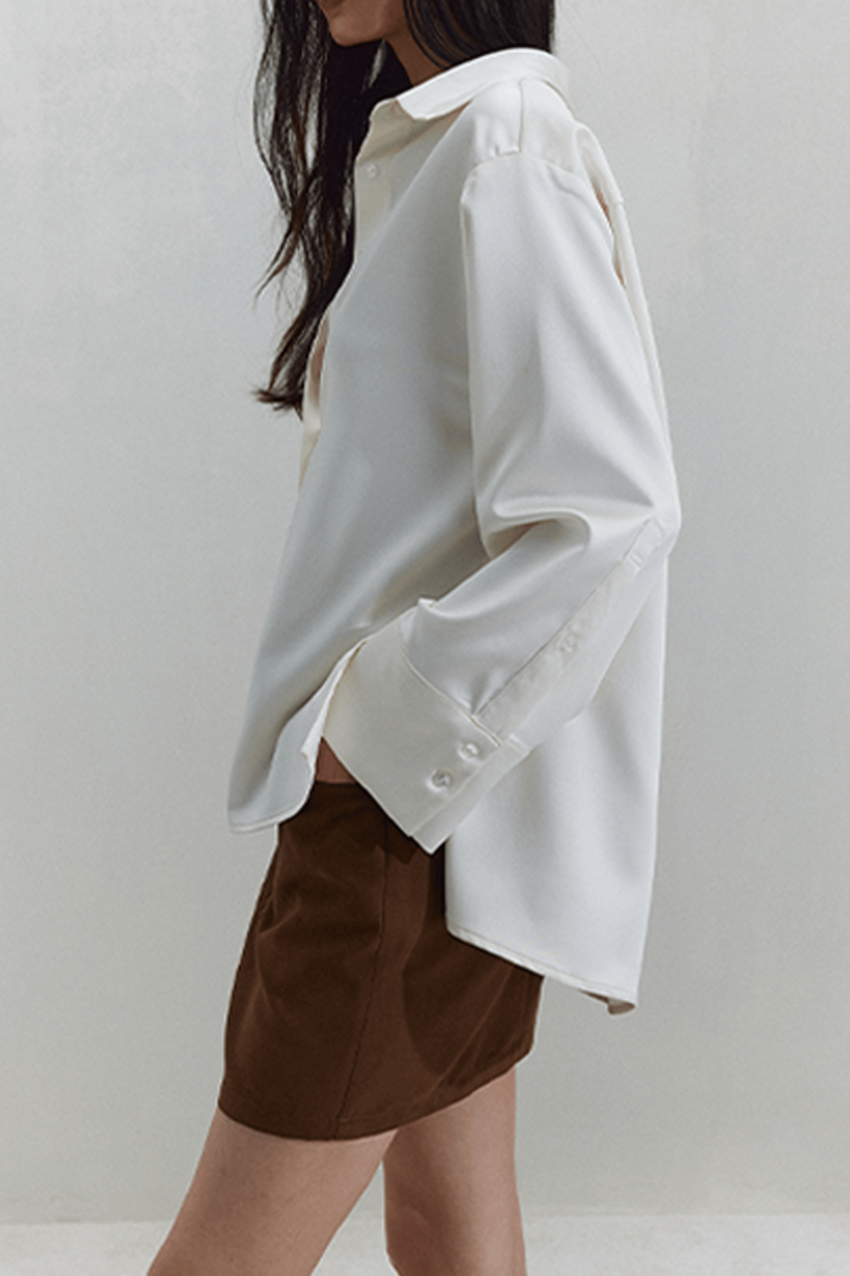 Ekru Pol Saten Gömlek