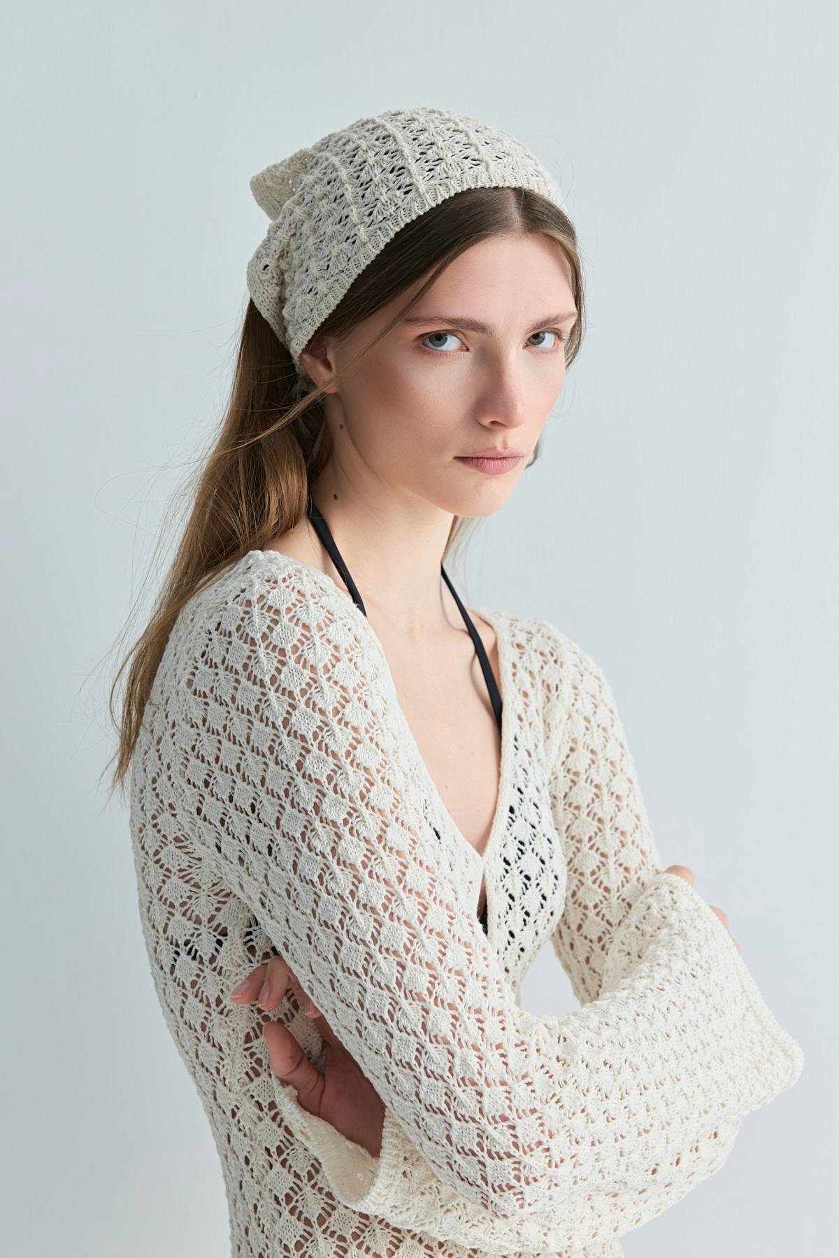 Ekru Sienna Ajurlu Fular