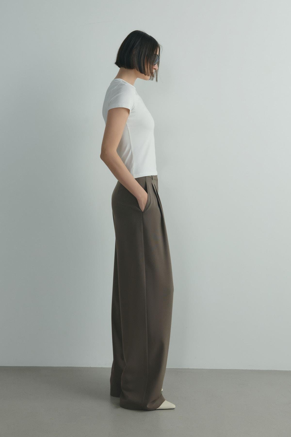 Ekru Skinny Fit Basic Tişört