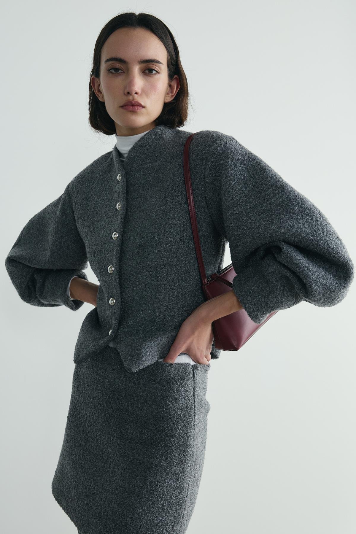 Füme Gigi Belden Oturtmalı Ceket