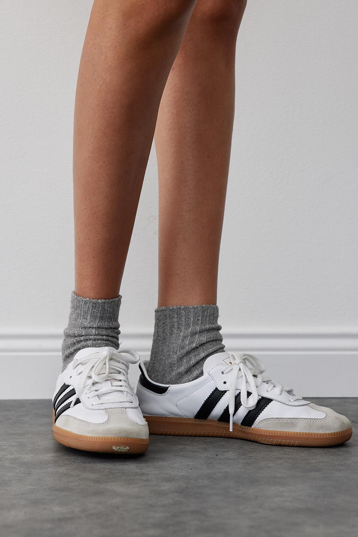 Füme Yün Karışımlı Fitilli Çorap