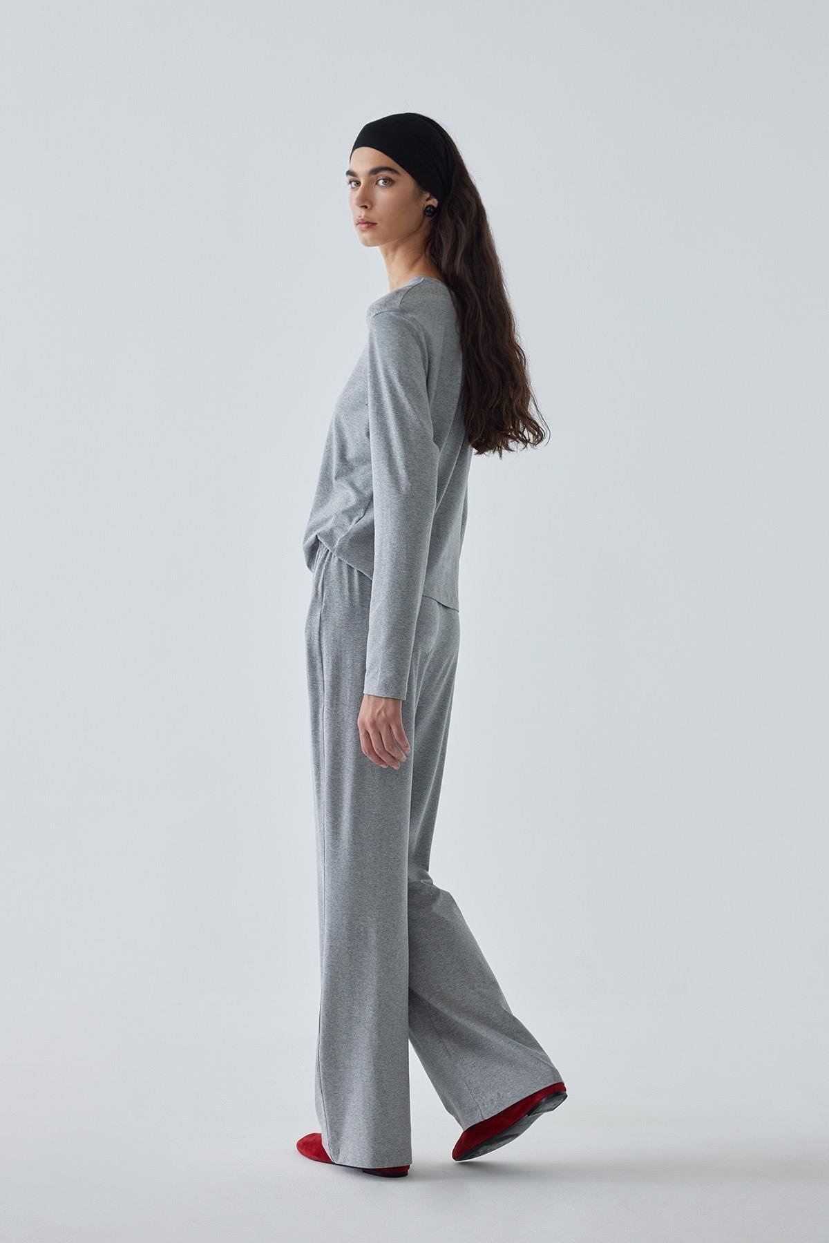 Gri Cosie Beli Lastikli Pantolon