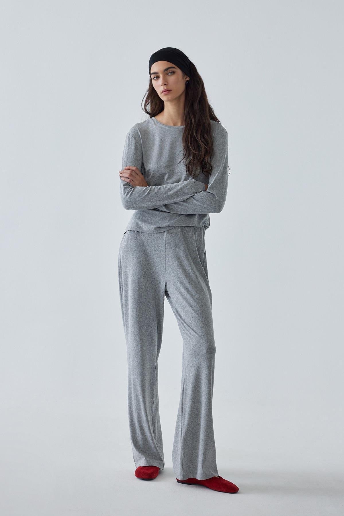 Gri Cosie Beli Lastikli Pantolon