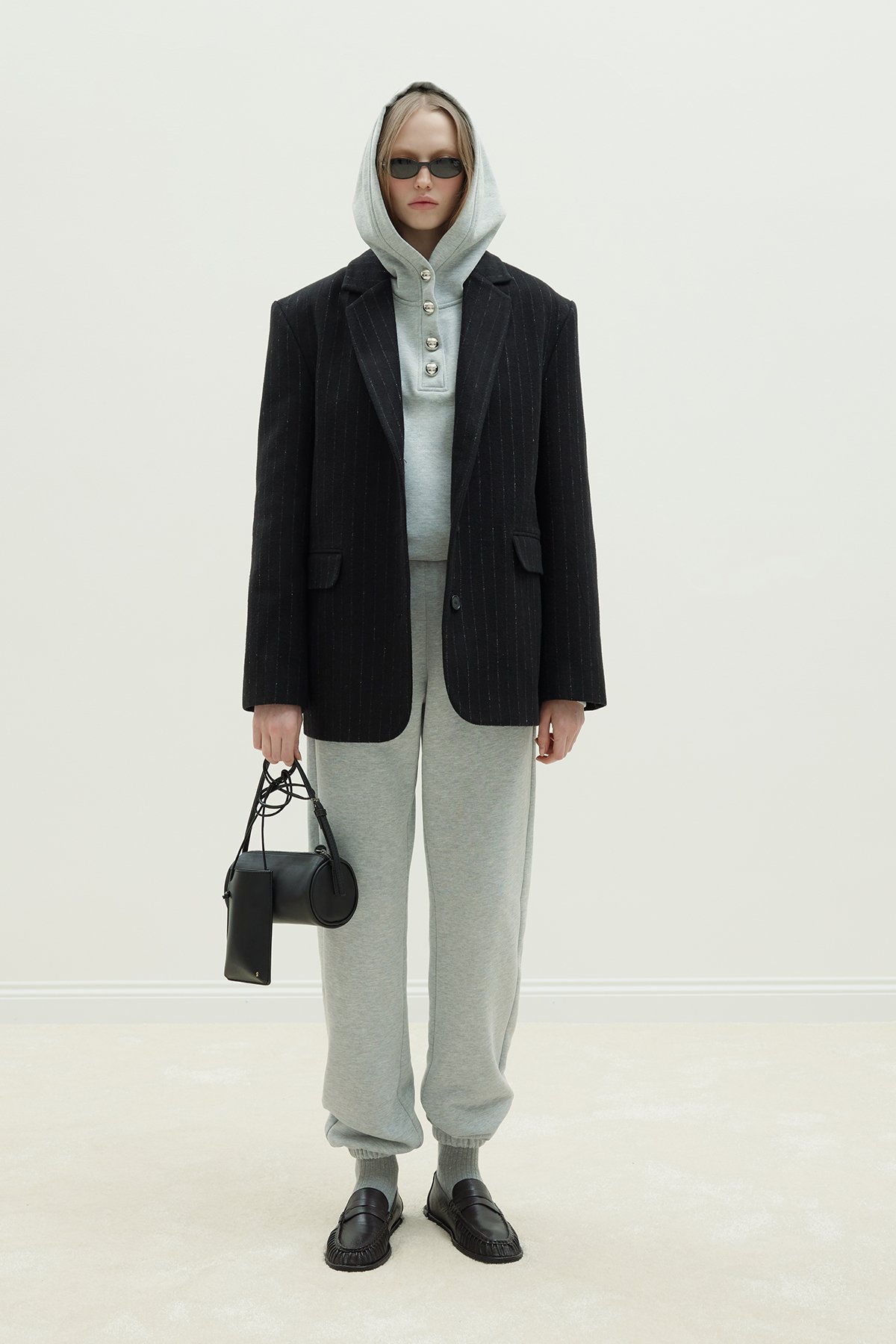 Gri Gala Düğmeli Oversize Sweat