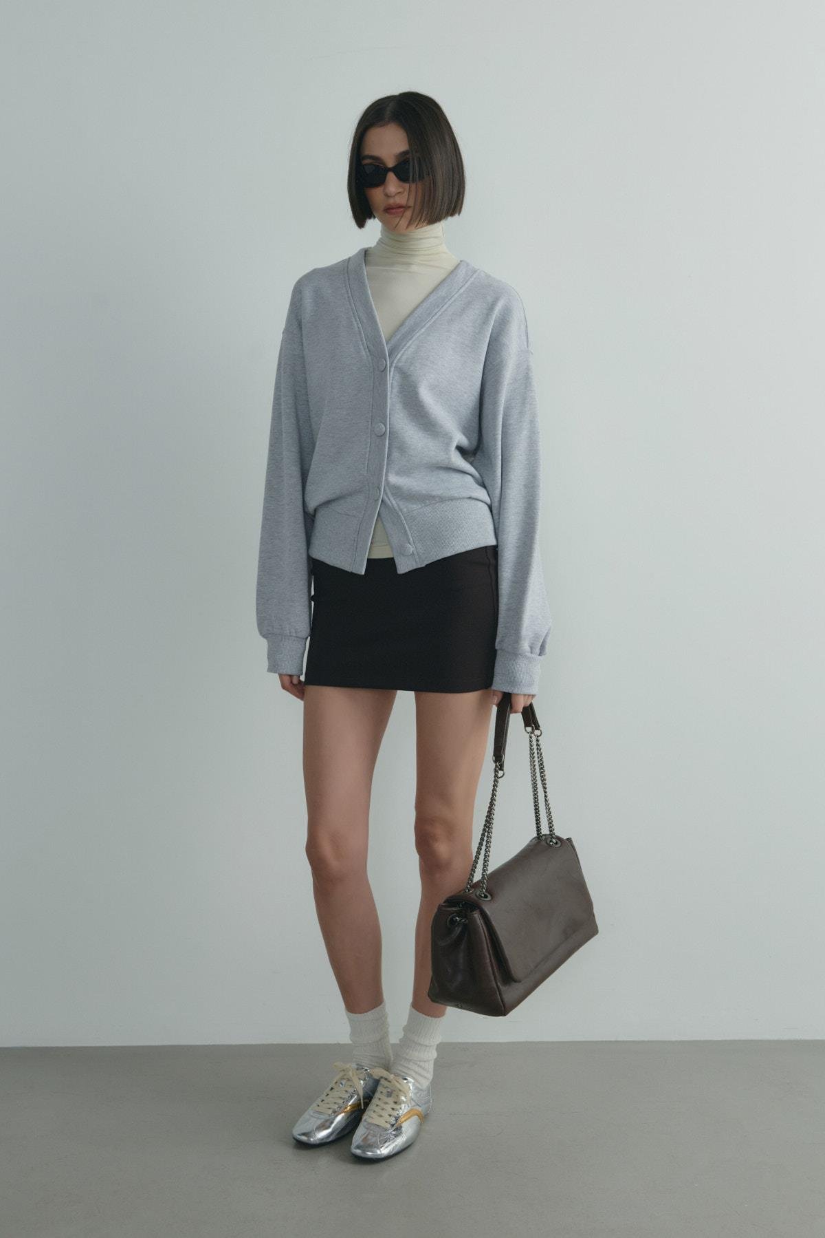 Gri Kenny Basic Hırka