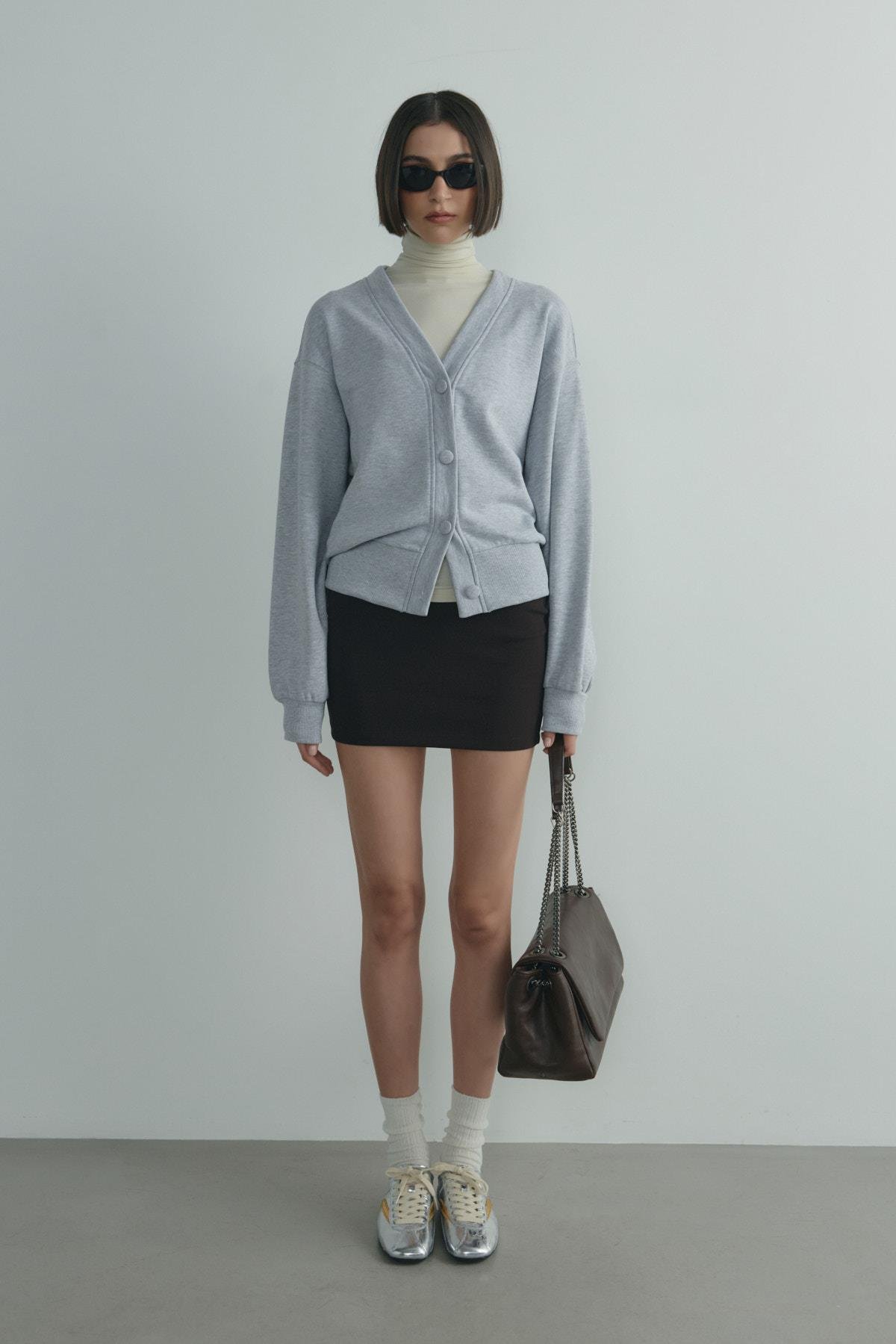 Gri Kenny Basic Hırka