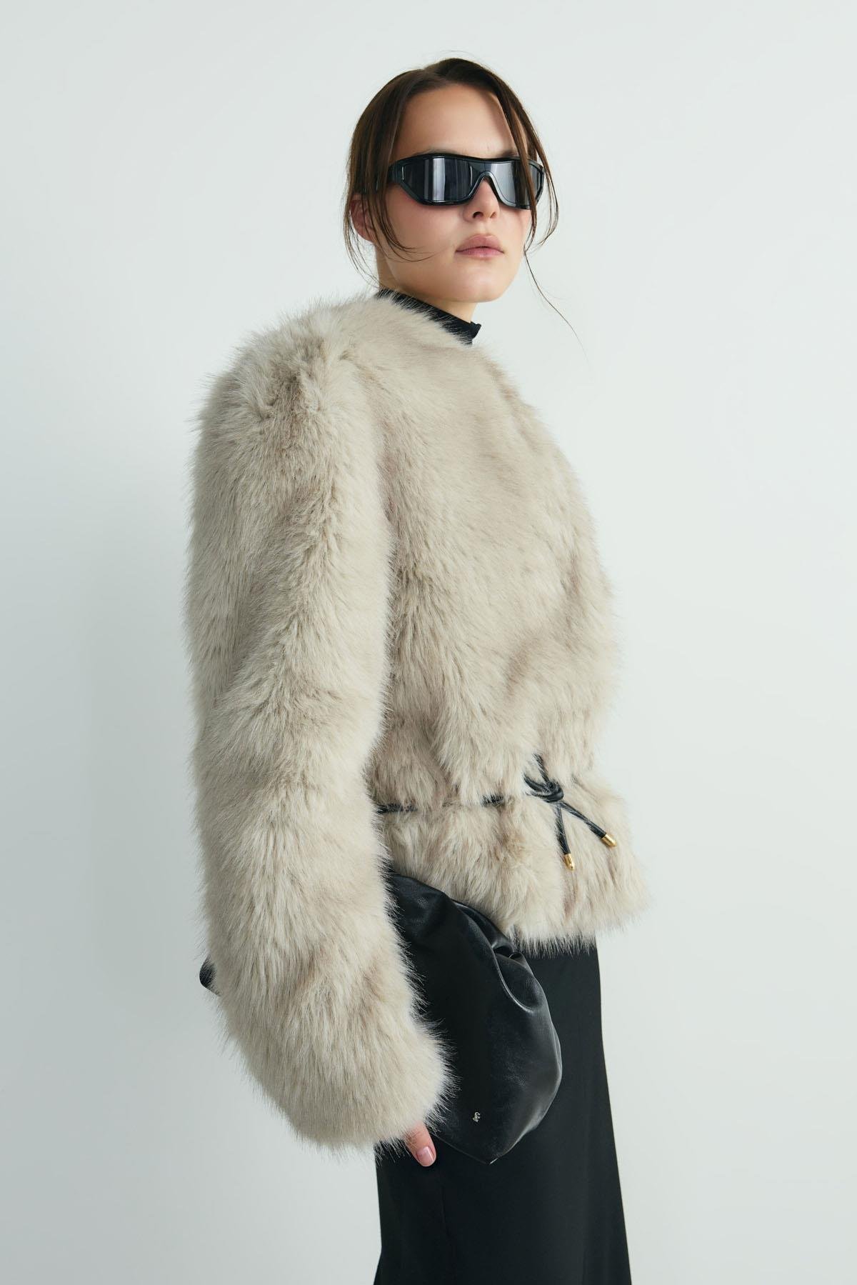 Gri Lexi Suni Kürk Ceket