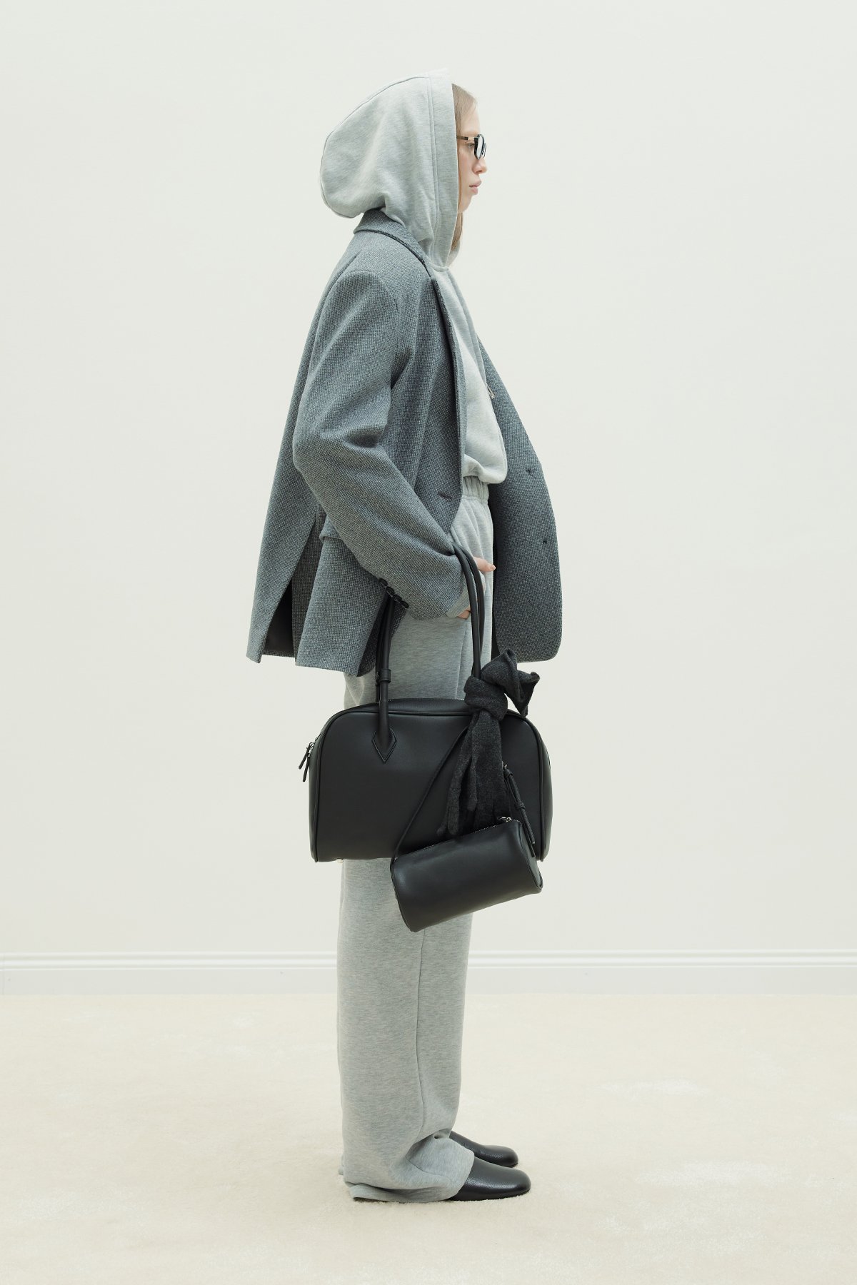 Gri Mila Oversize Fermuarlı Hırka