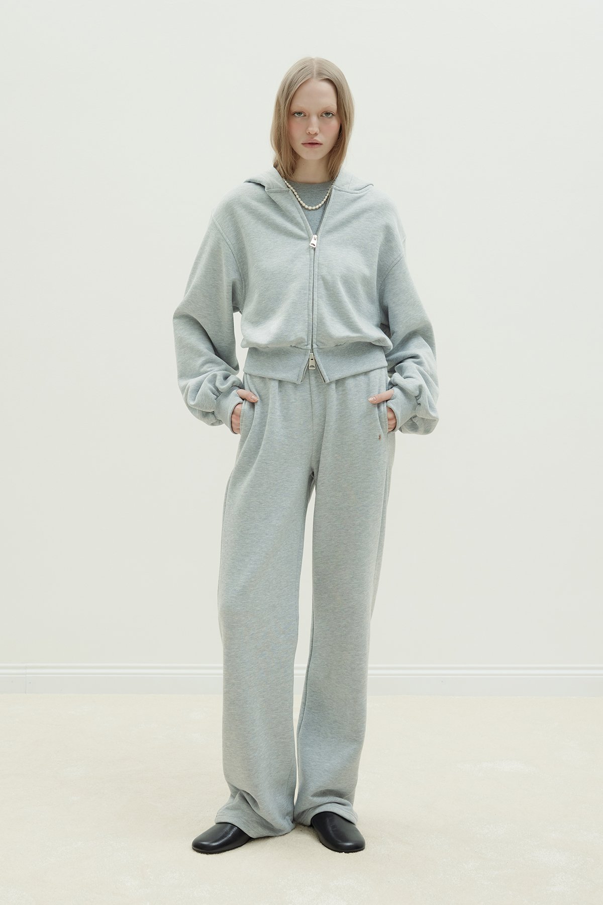 Gri Mila Oversize Fermuarlı Hırka