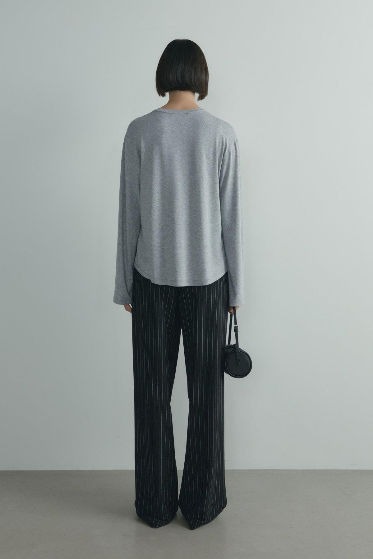 Gri Nara Uzun Kollu Basic Tişört