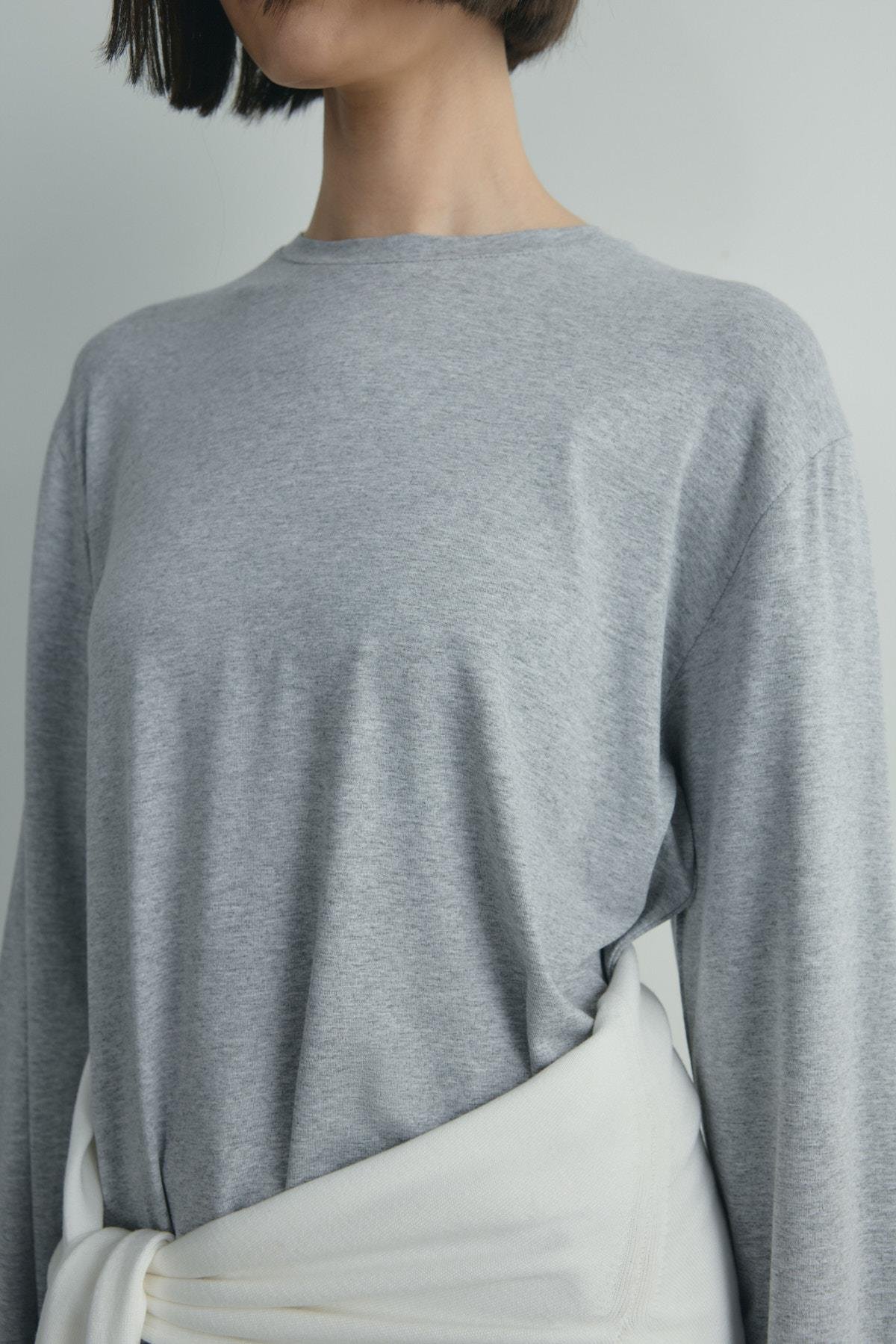 Gri Nara Uzun Kollu Basic Tişört