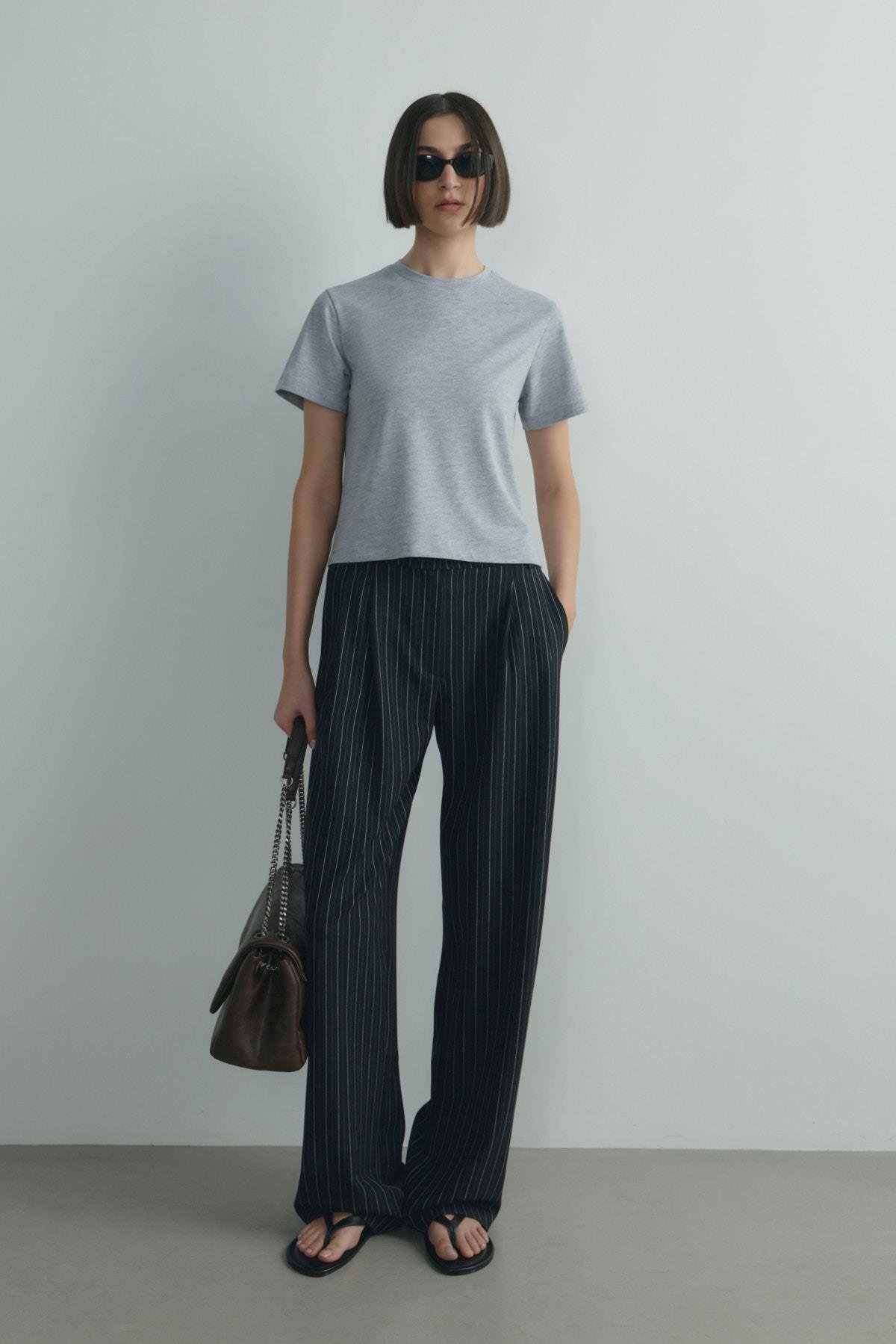 Gri Pamuklu Basic Tişört