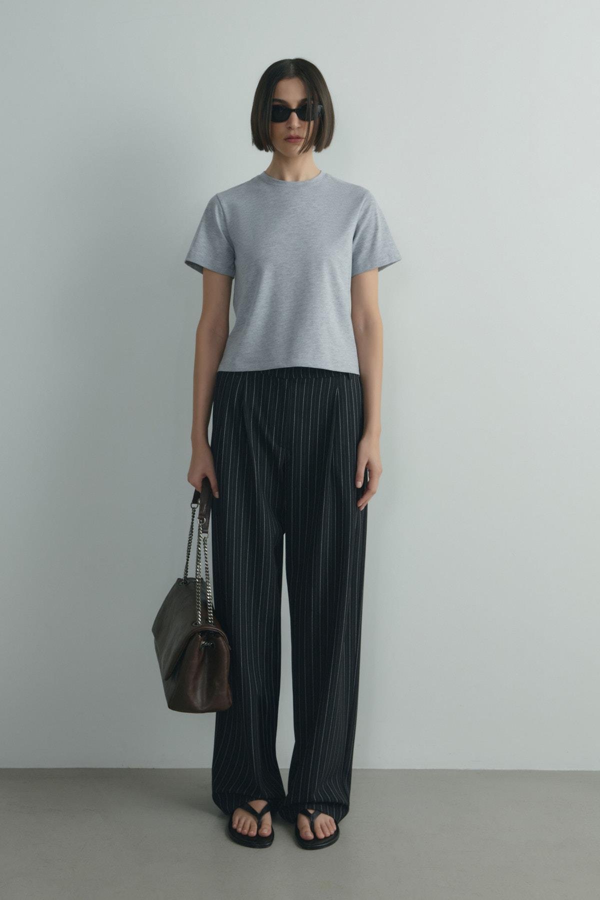 Gri Pamuklu Basic Tişört