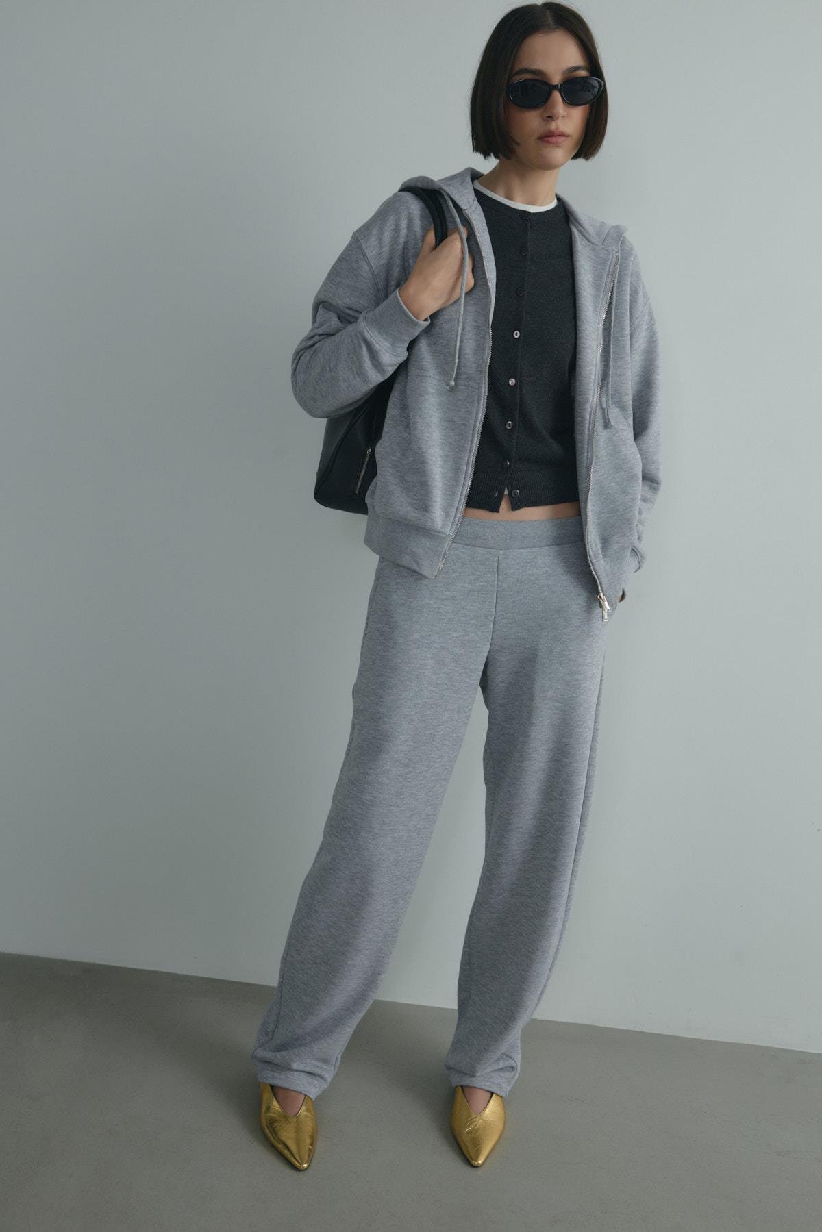 Gri Salted Lastikli Eşofman